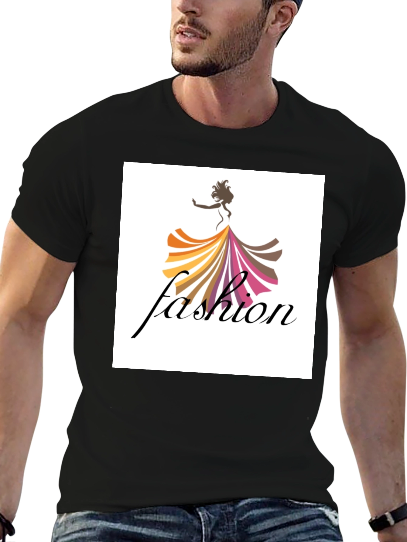 Mens Black Fashion Graphic Tee