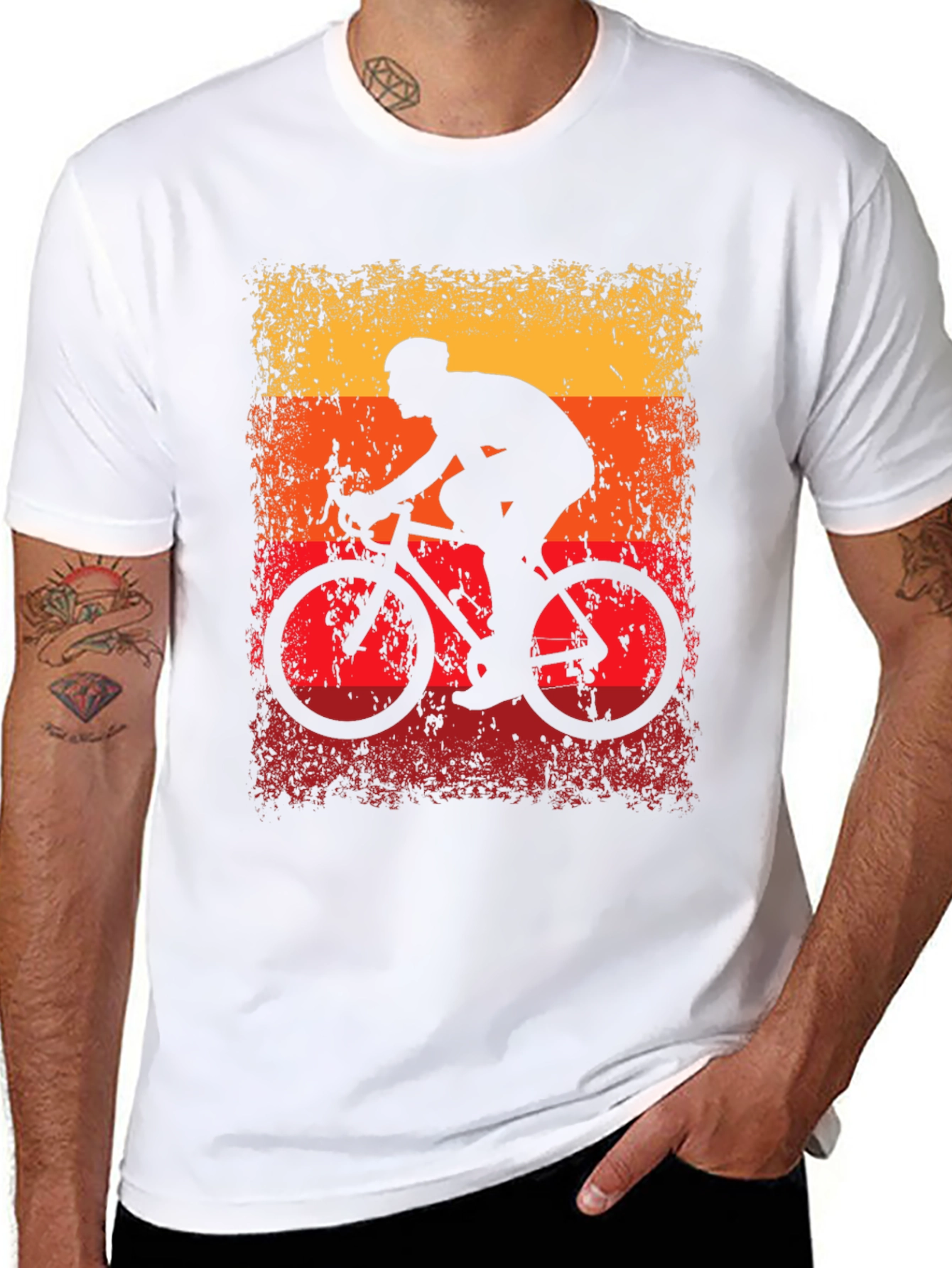 Retro Cycling T-Shirt - Black Cotton Blend
