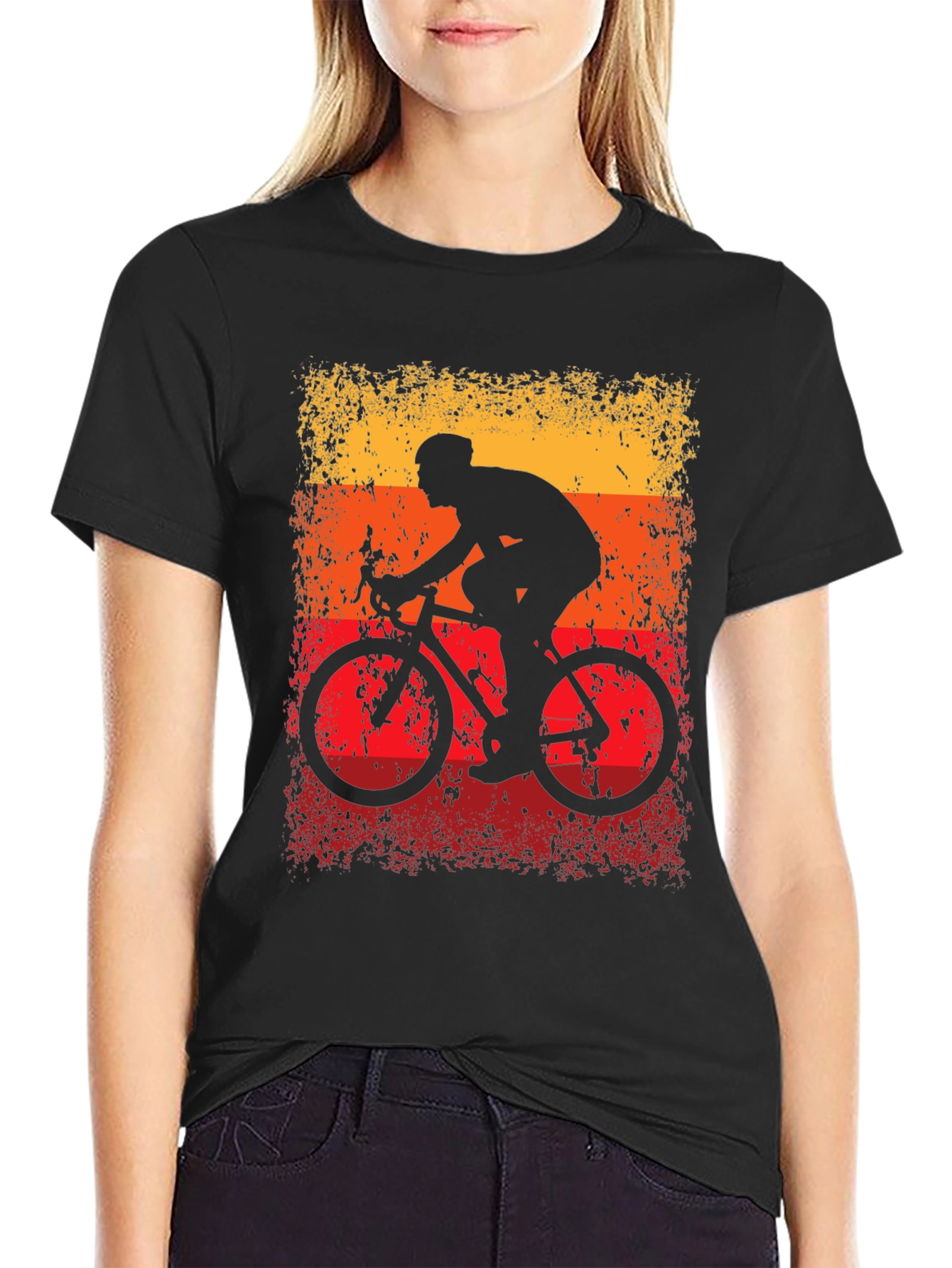 Retro Cycling T-Shirt - Black Cotton Blend