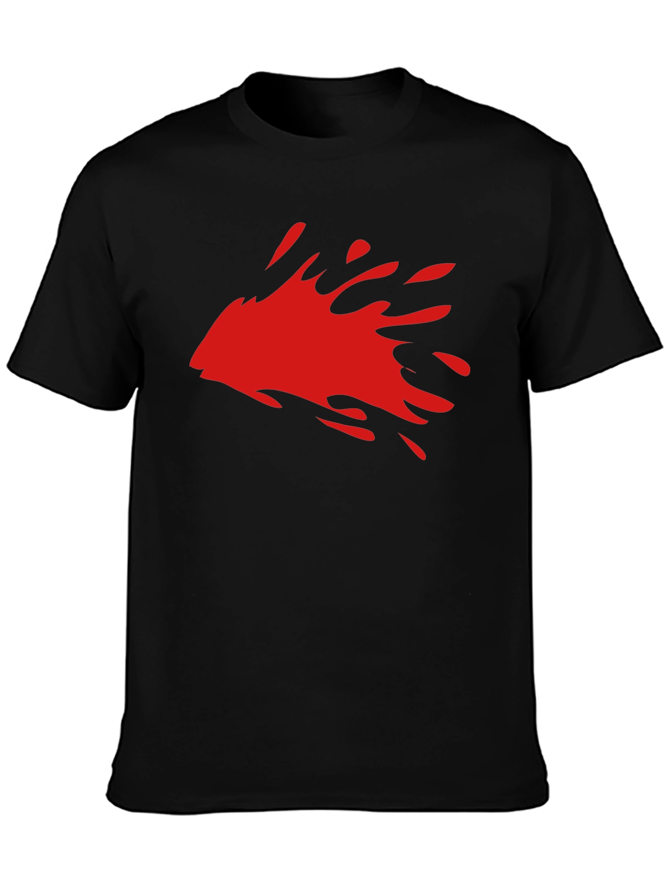 Mens Black T-Shirt with Red Splash Graphic