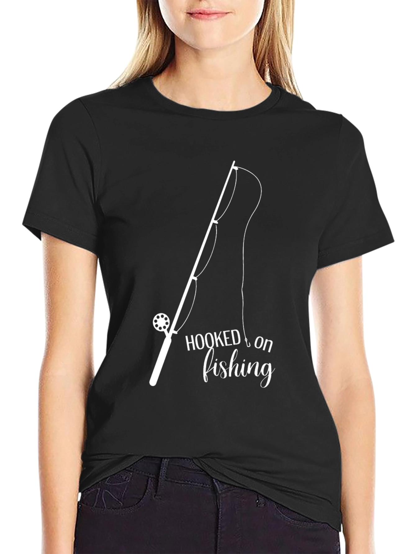 Hooked on Fishing Black T-Shirt