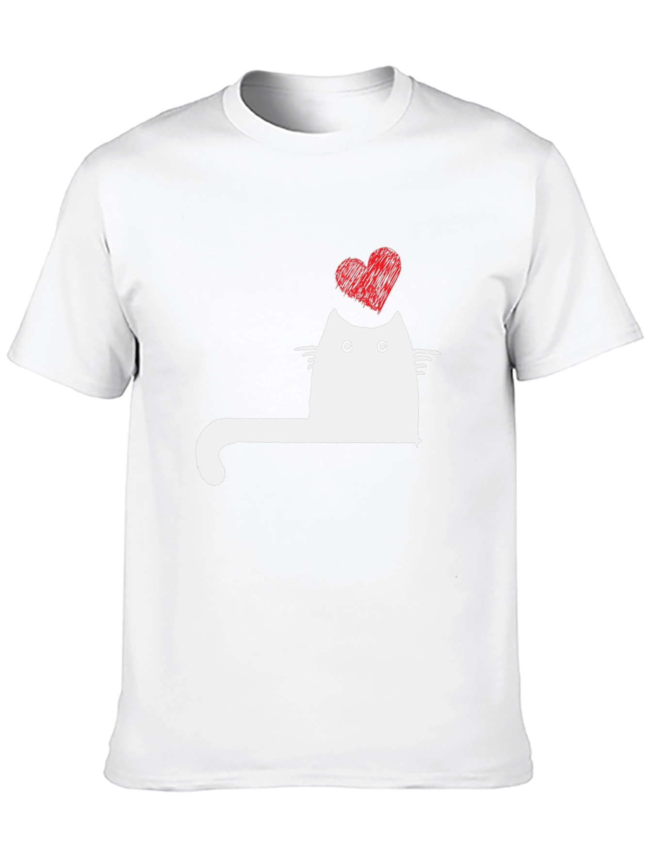 Cat Heart Graphic Tee - Mens Black T-Shirt