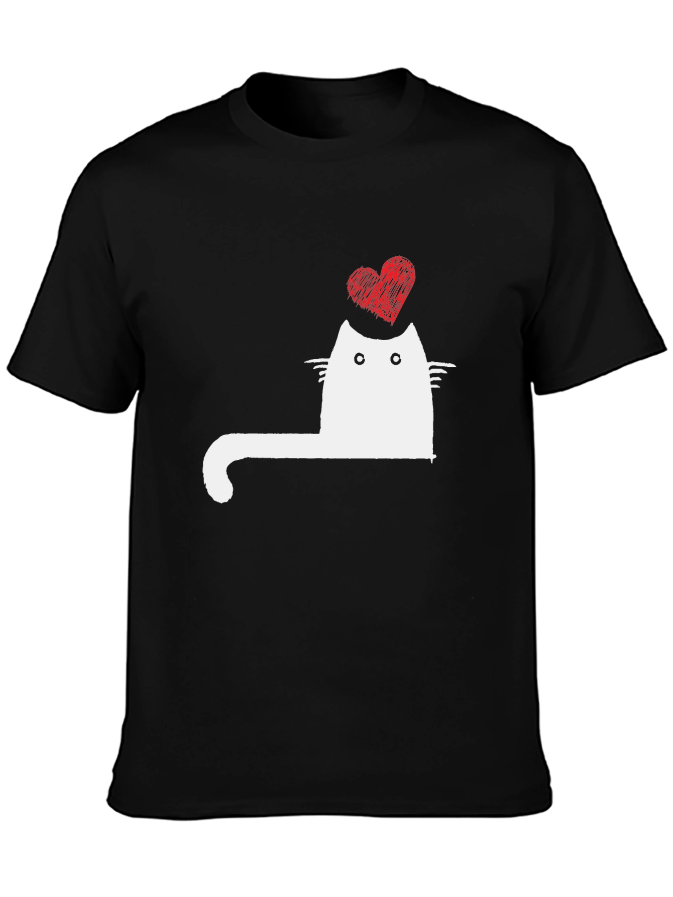 Cat Heart Graphic Tee - Mens Black T-Shirt