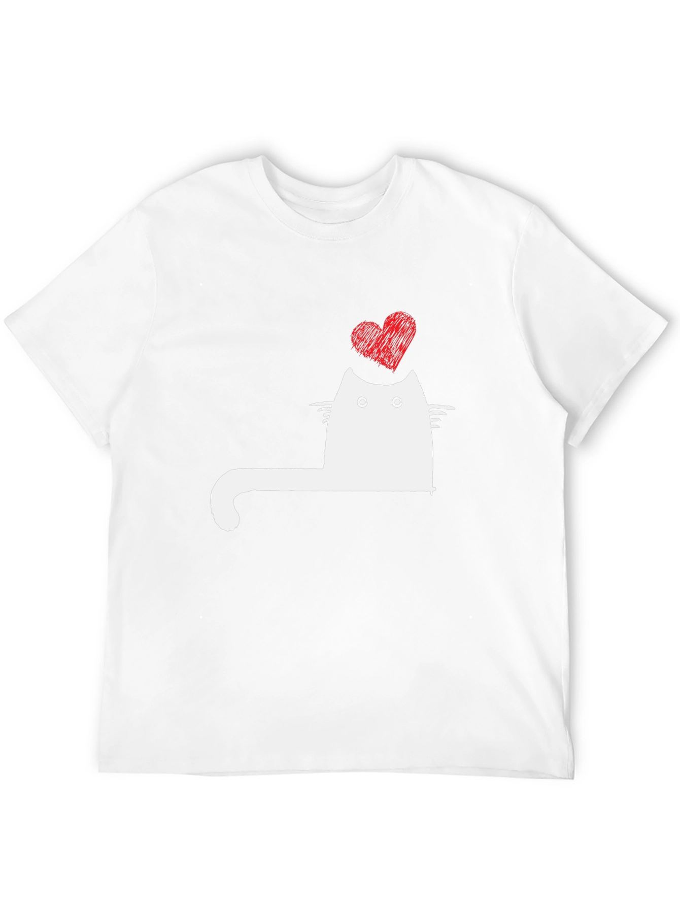 Cat Heart Graphic Tee - Mens Black T-Shirt