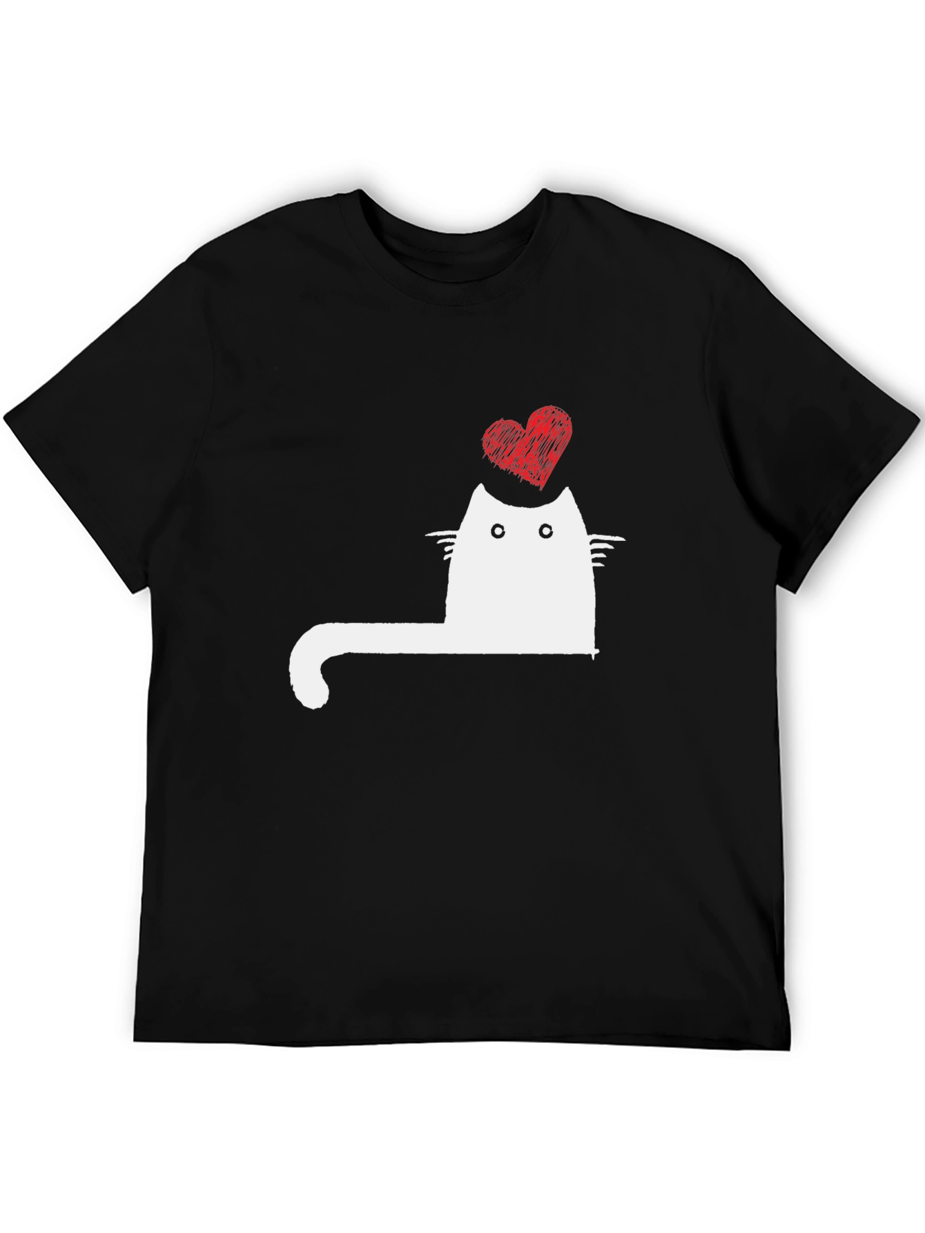 Cat Heart Graphic Tee - Mens Black T-Shirt