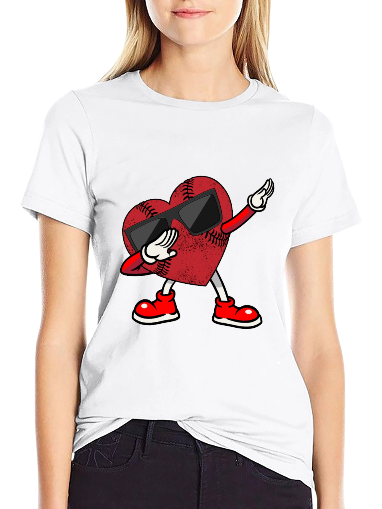 Dabbing Baseball Heart Graphic Tee