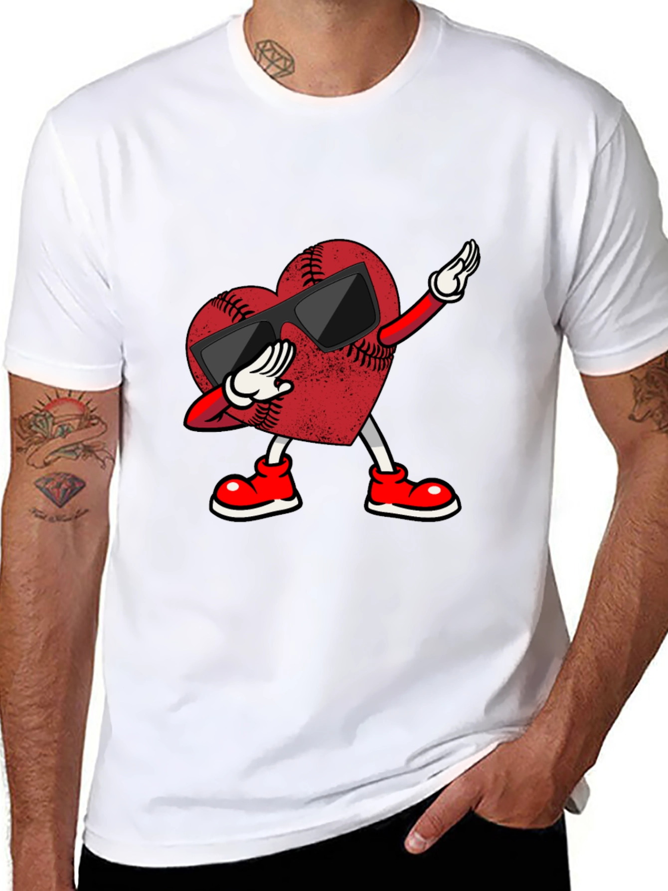 Dabbing Baseball Heart Graphic Tee