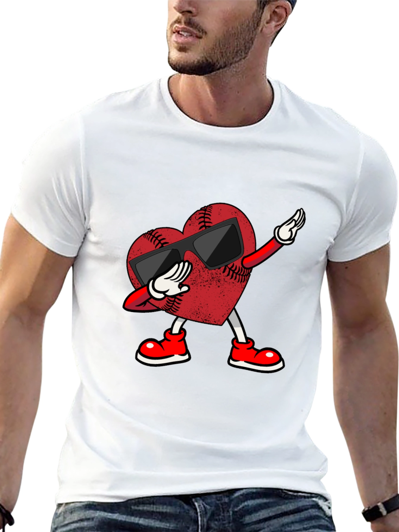 Dabbing Baseball Heart Graphic Tee