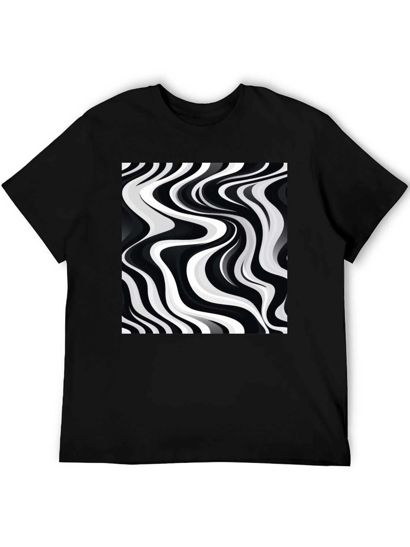 Abstract Wave Black Tee - Modern Graphic Print