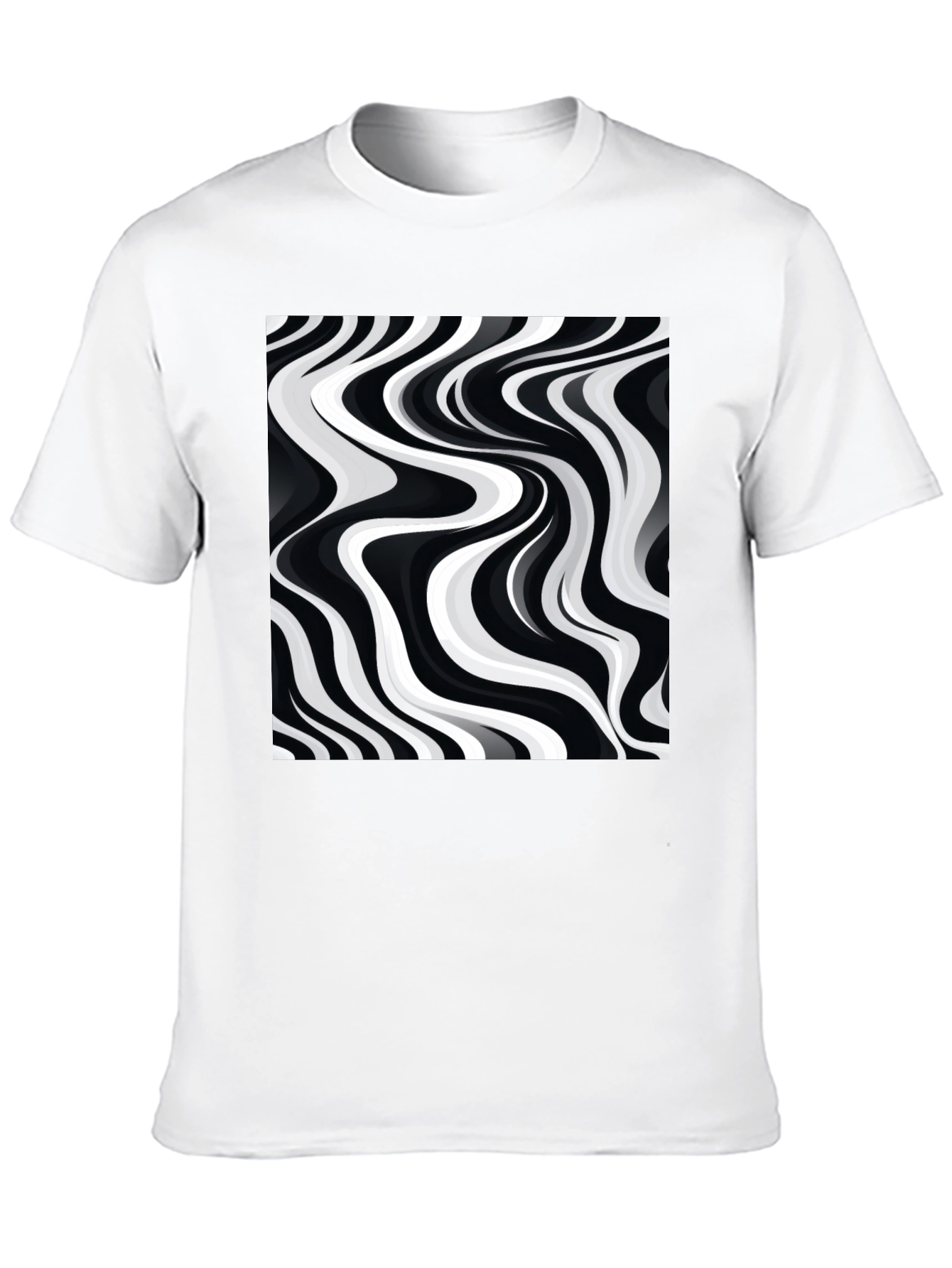 Abstract Wave Black Tee - Modern Graphic Print