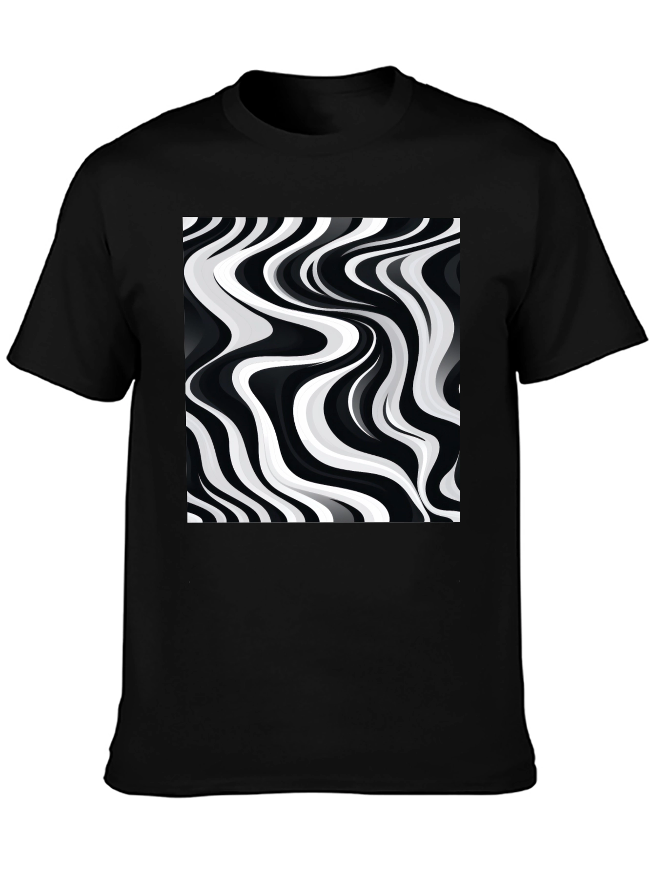 Abstract Wave Black Tee - Modern Graphic Print