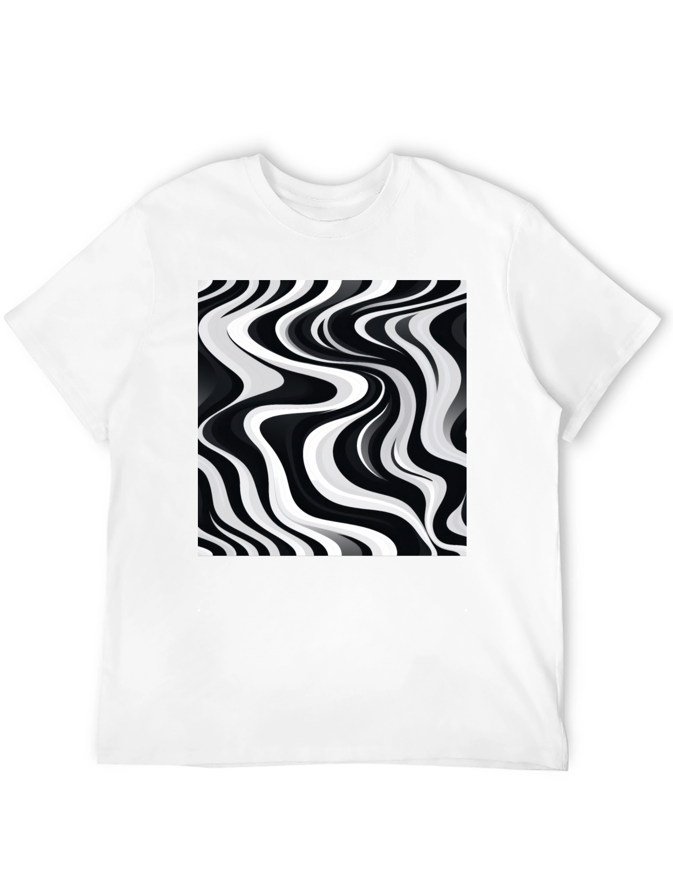 Abstract Wave Black Tee - Modern Graphic Print