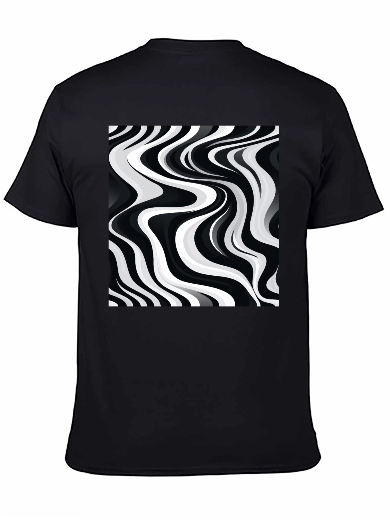 Abstract Wave Black Tee - Modern Graphic Print
