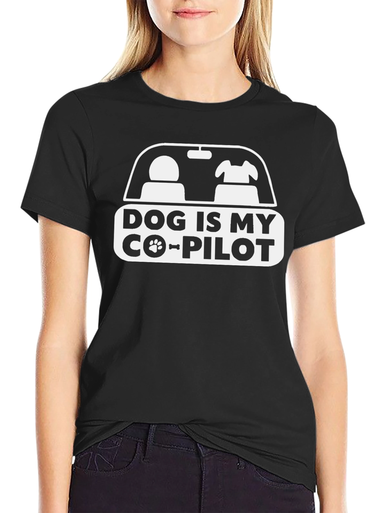 Dog is My Co-Pilot Black Graphic Tee