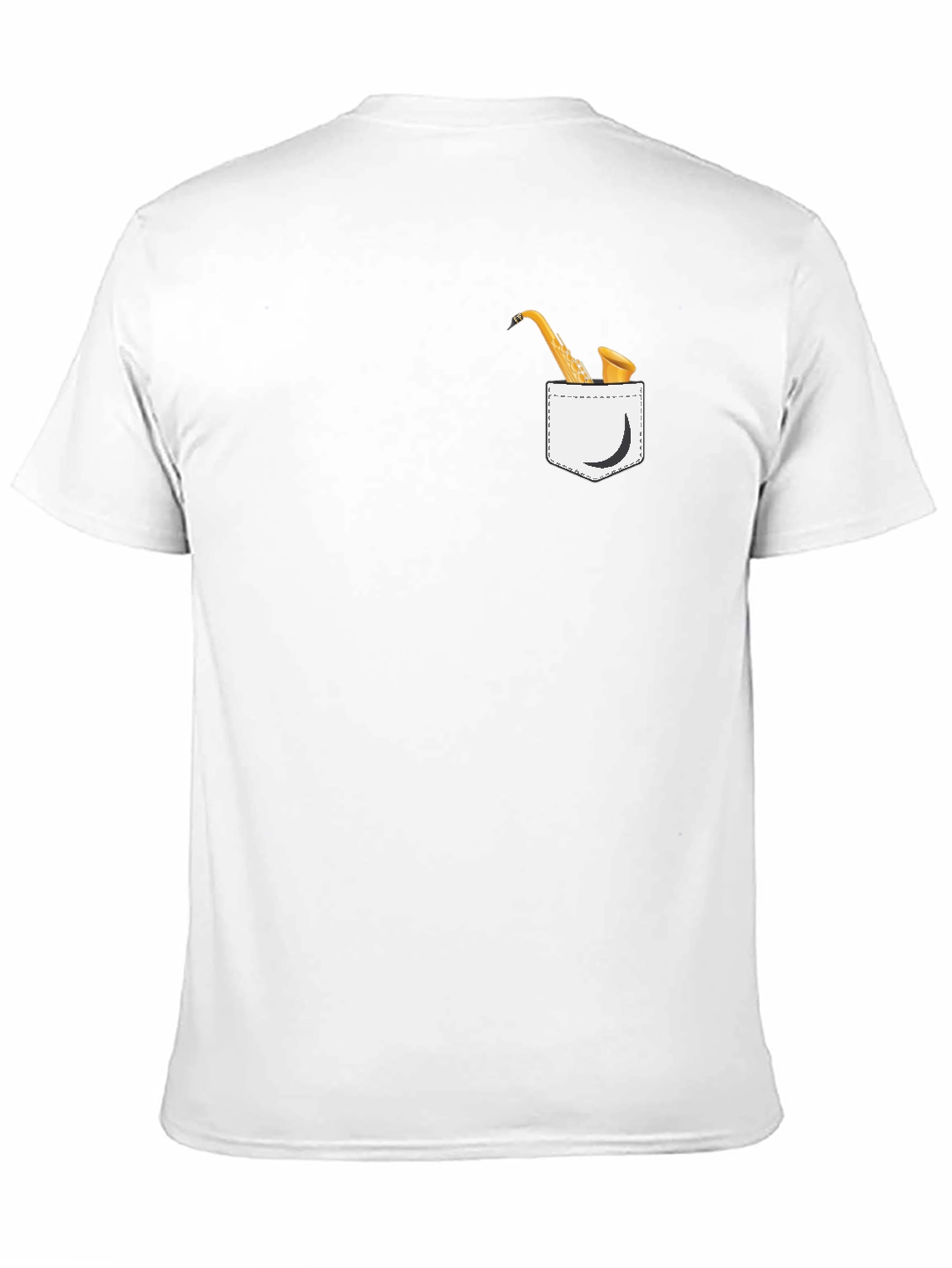 Saxophone Pocket Graphic T-Shirt - Black