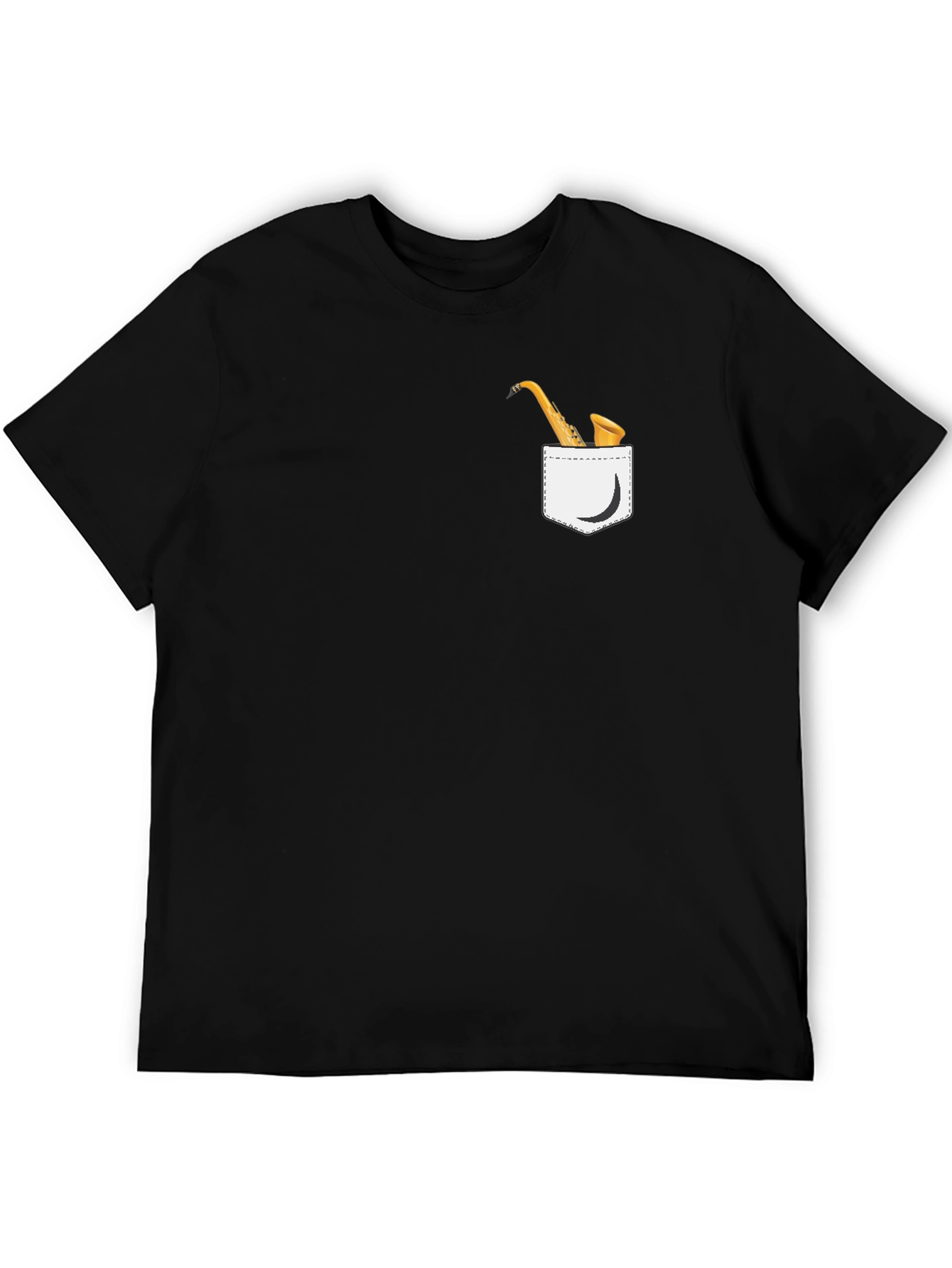 Saxophone Pocket Graphic T-Shirt - Black