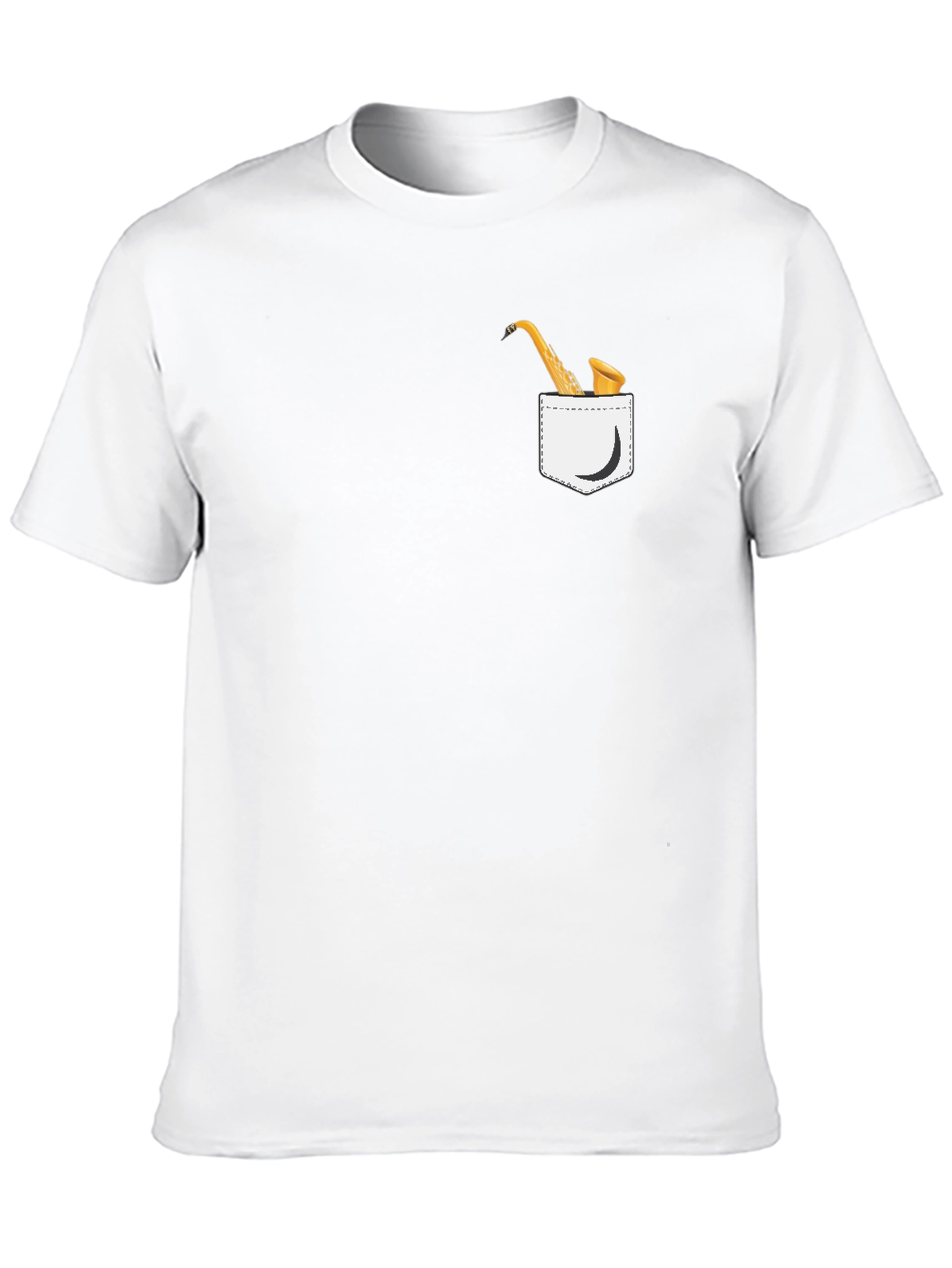 Saxophone Pocket Graphic T-Shirt - Black