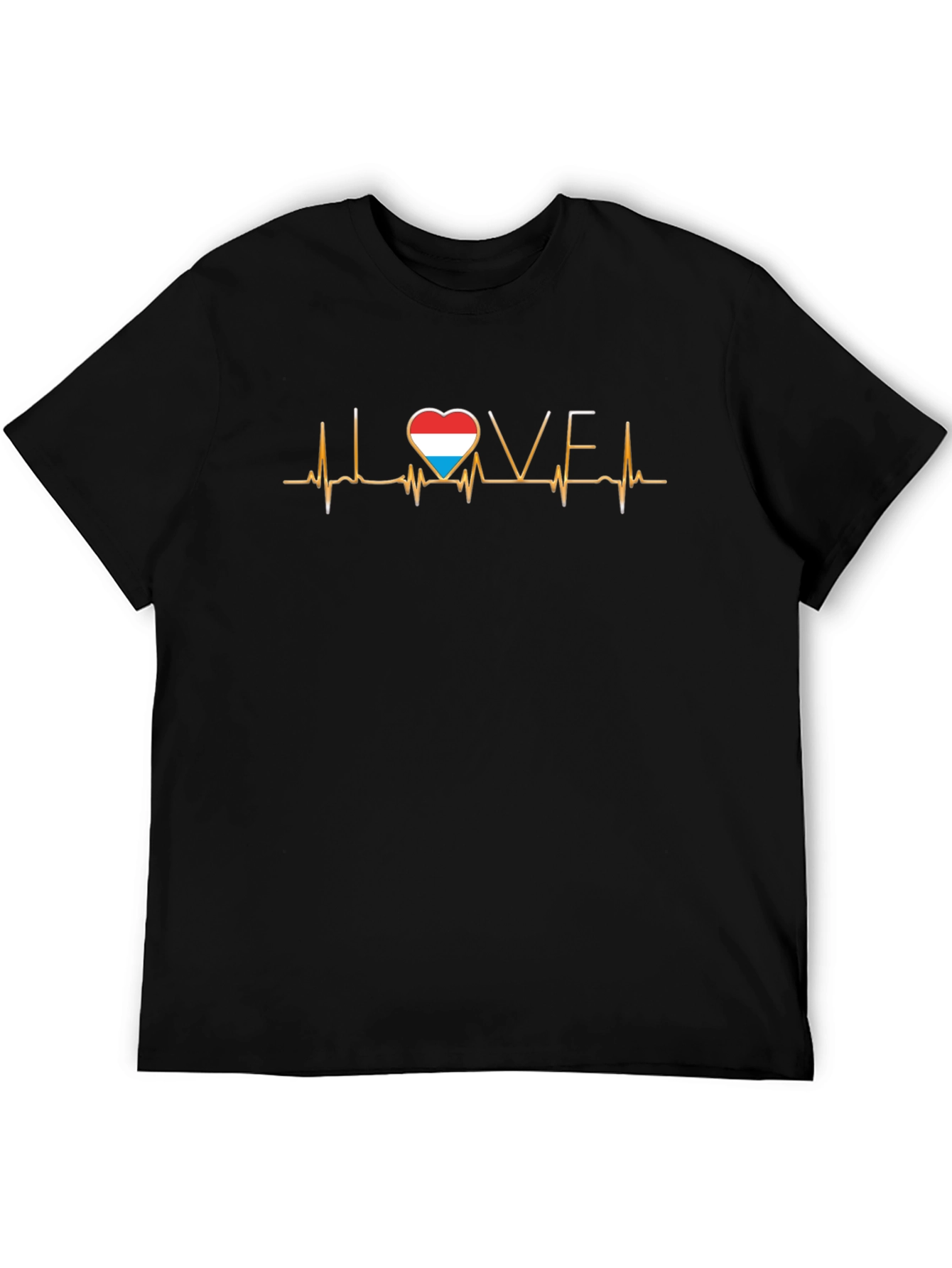 Luxembourg Love Heartbeat Black T-Shirt