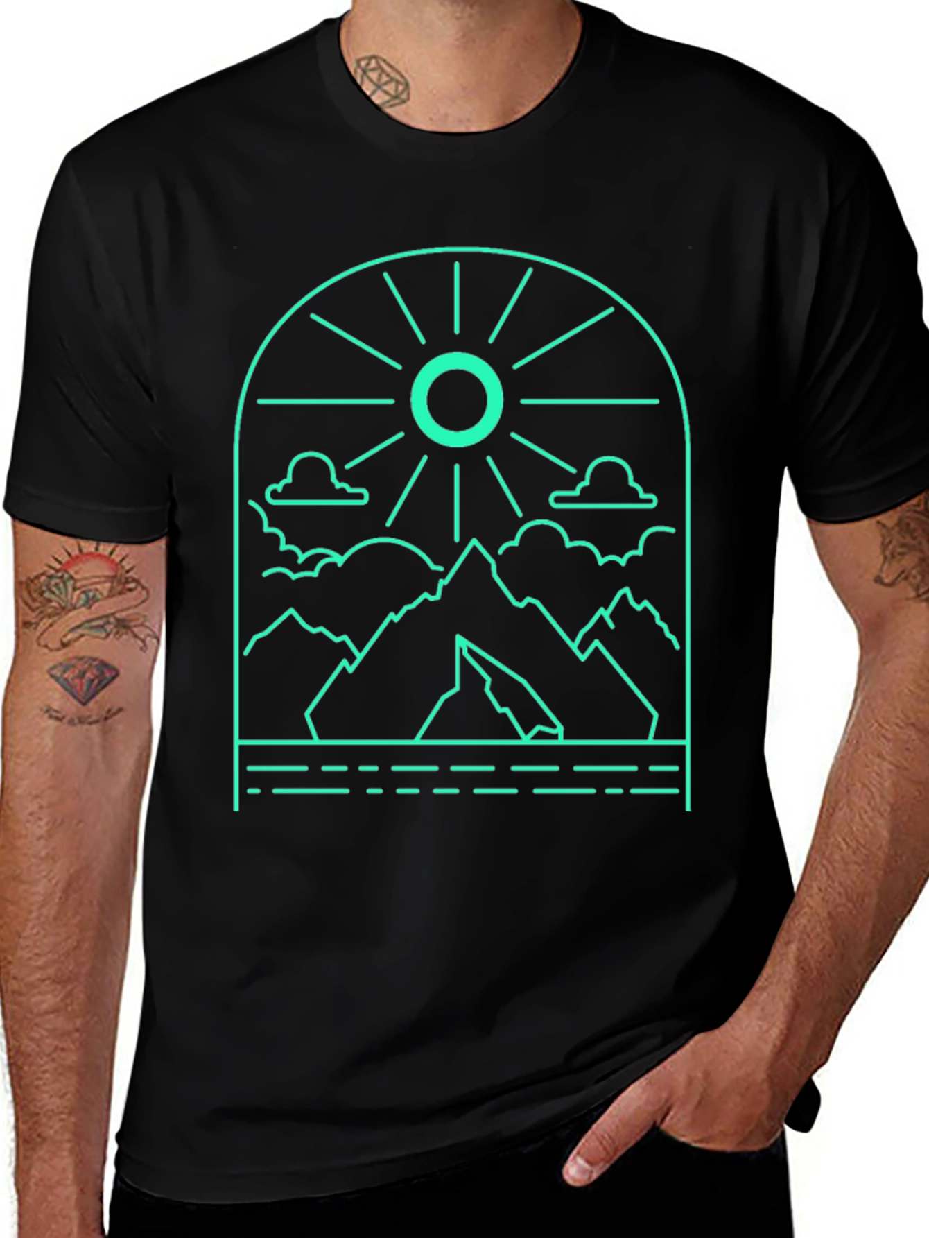 Mountain Graphic Black Tee - Adventure Style