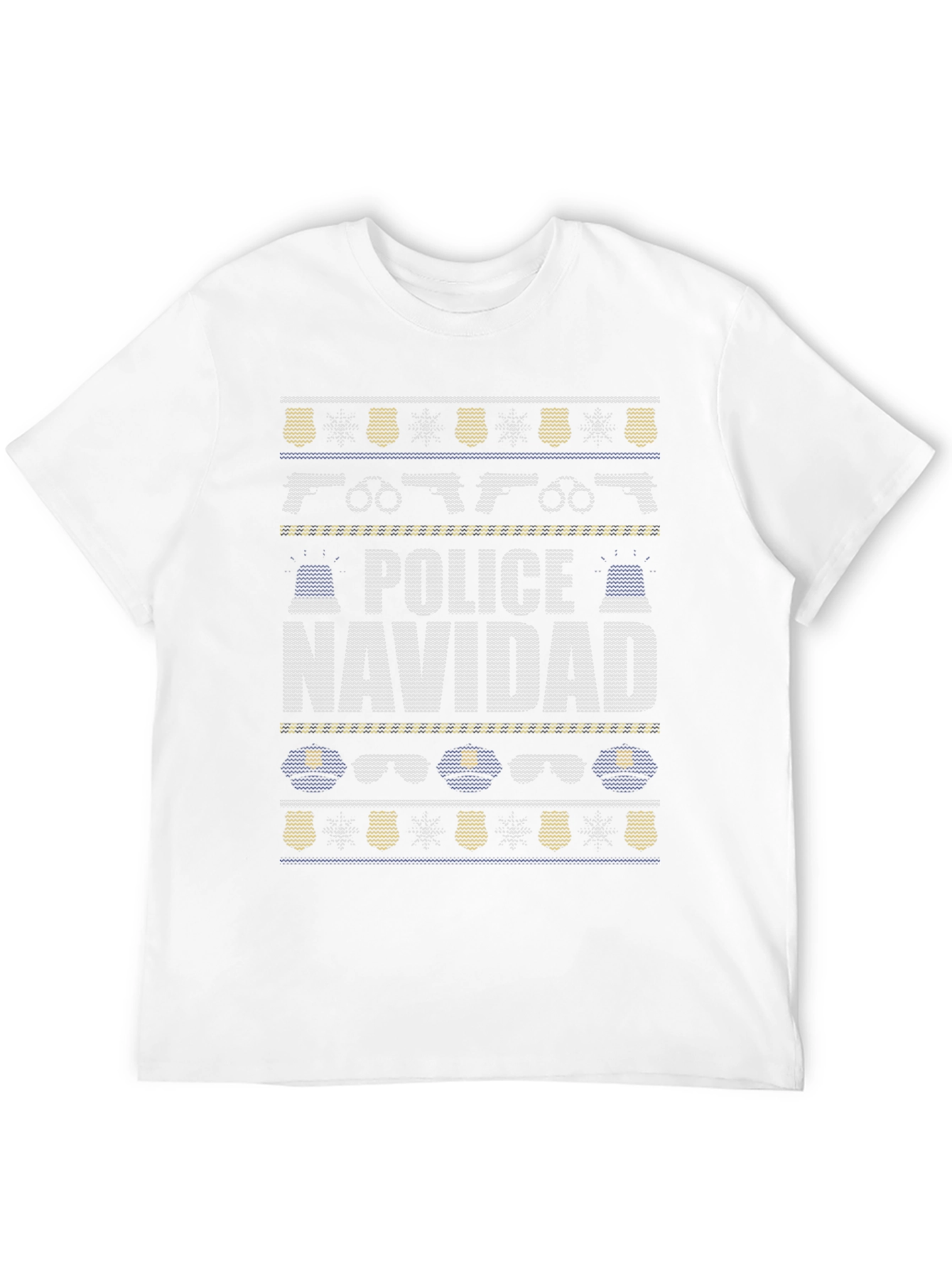 Police Navidad Ugly Christmas Sweater Style T-Shirt