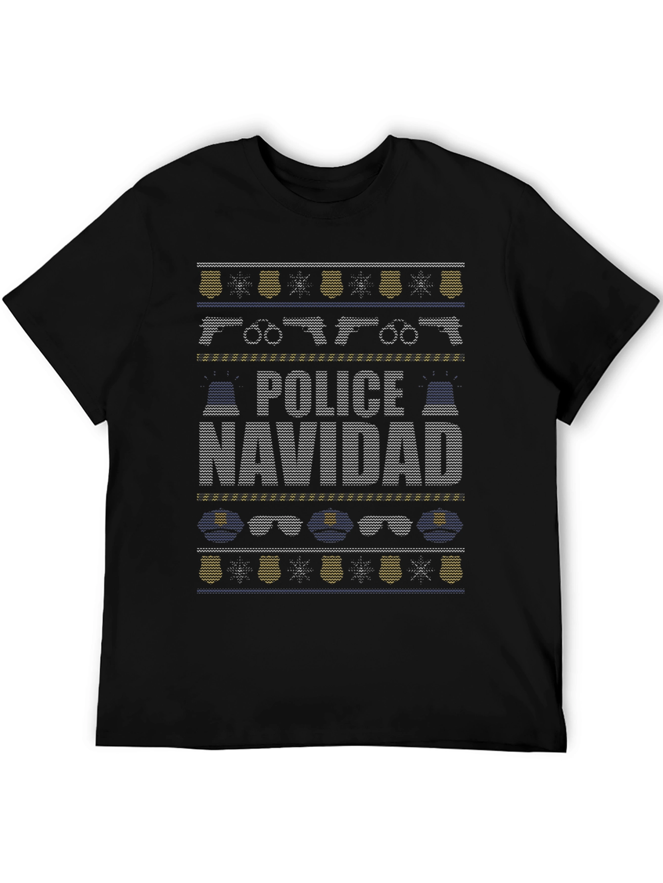 Police Navidad Ugly Christmas Sweater Style T-Shirt