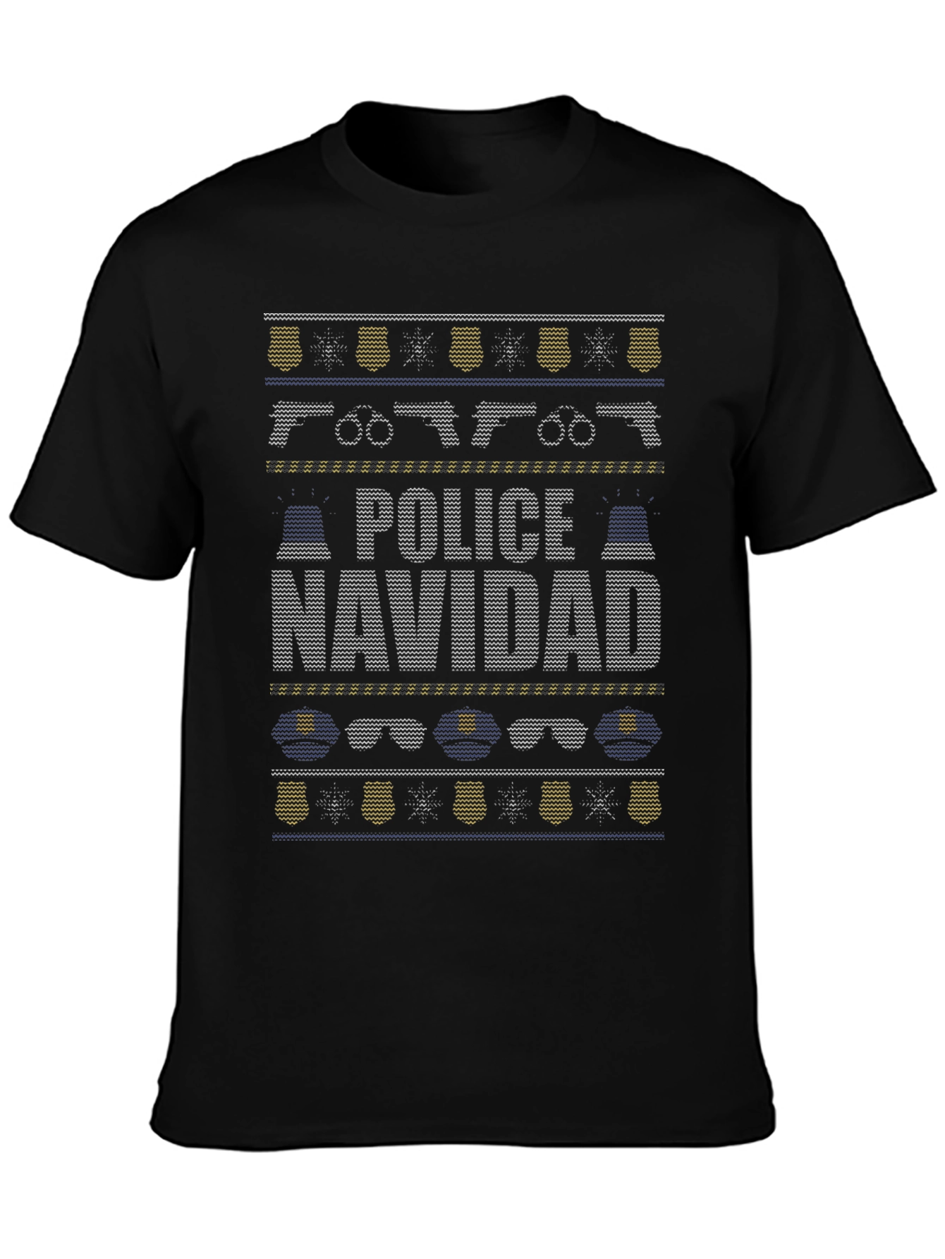 Police Navidad Ugly Christmas Sweater Style T-Shirt