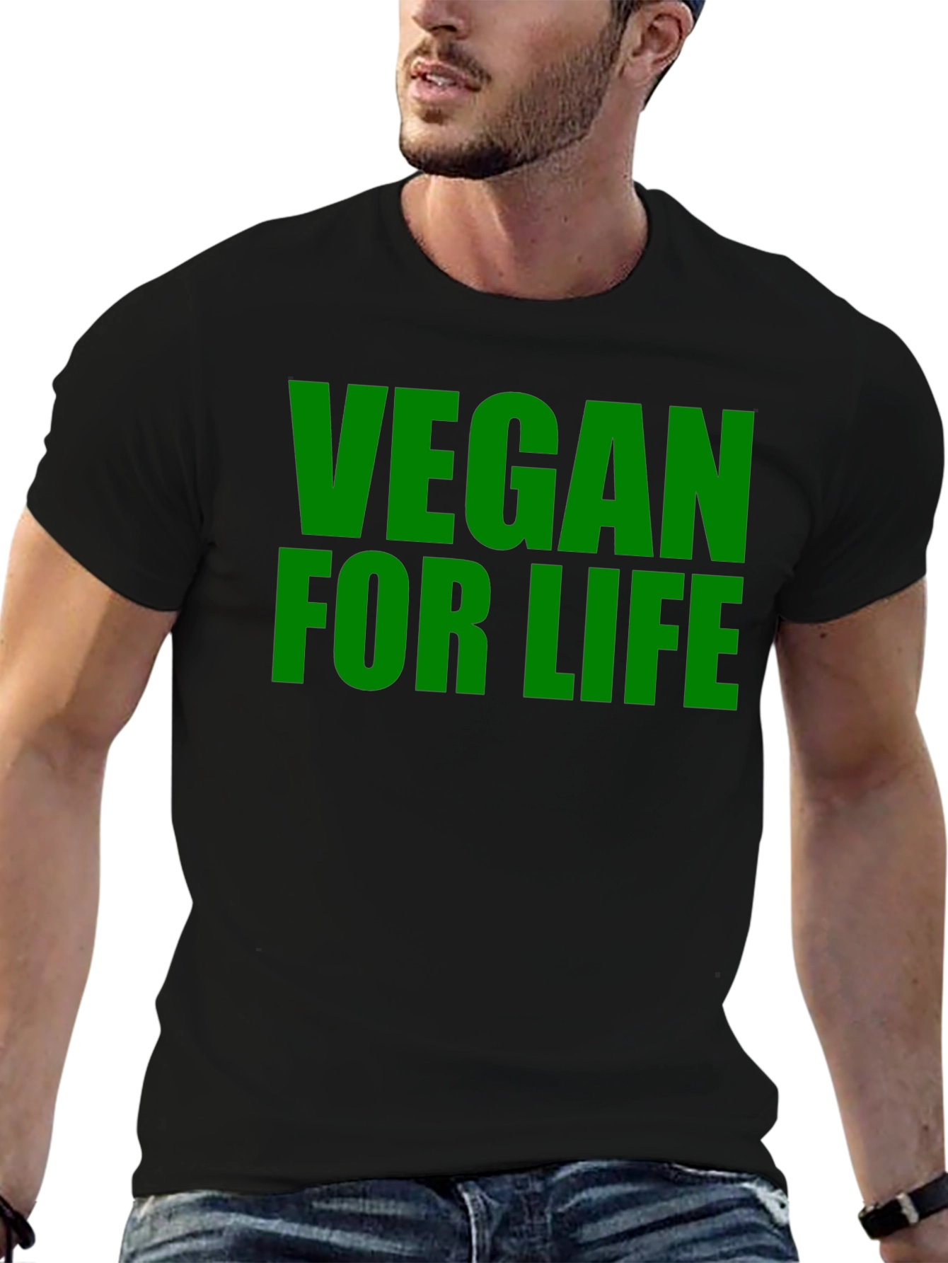 Vegan For Life T-Shirt - Black Cotton Tee