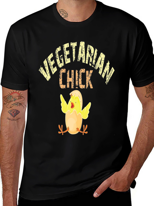 Vegetarian Chick Graphic T-Shirt - Black