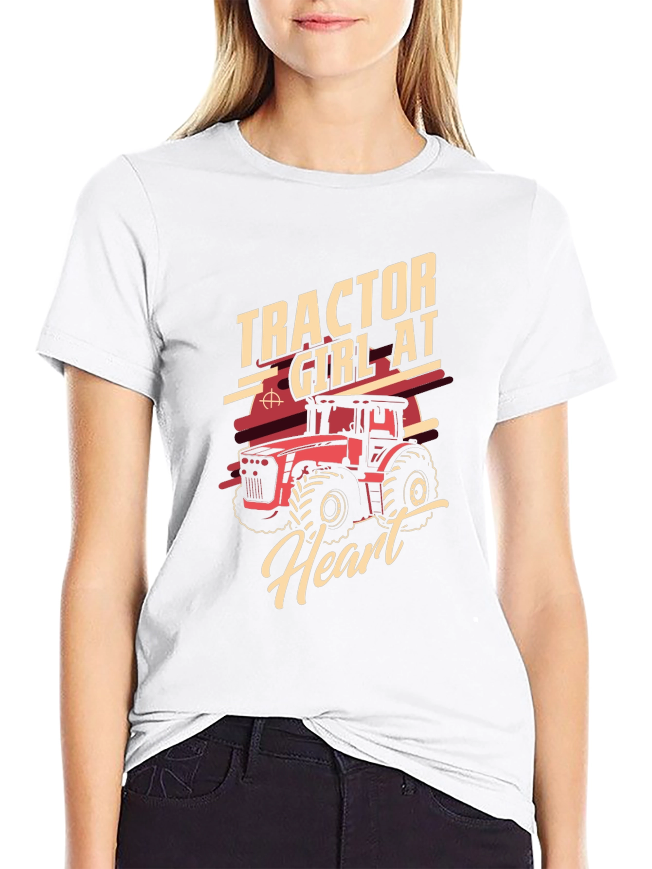 Tractor Girl at Heart Black Graphic Tee