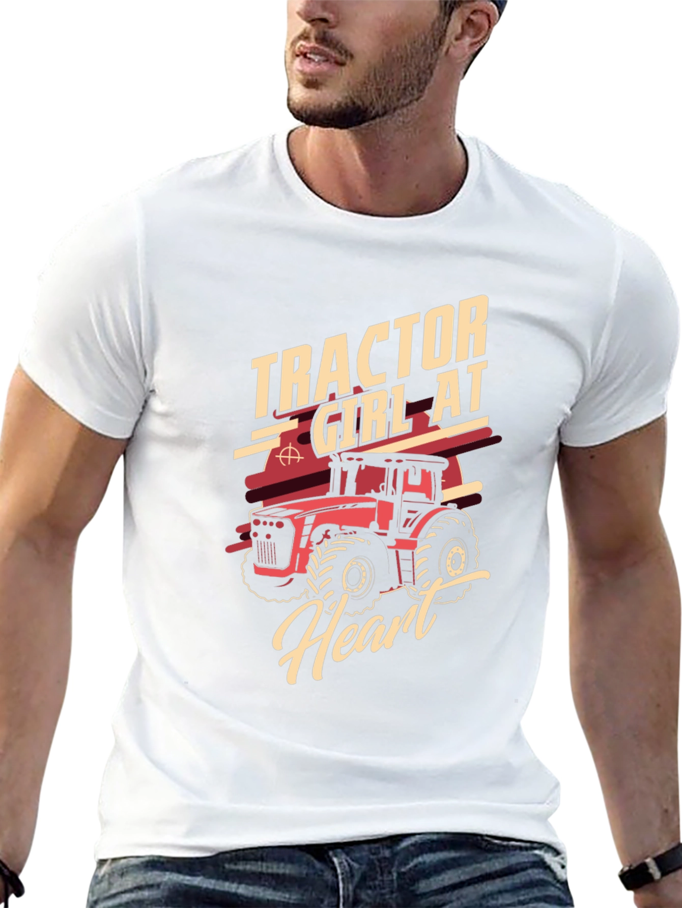 Tractor Girl at Heart Black Graphic Tee