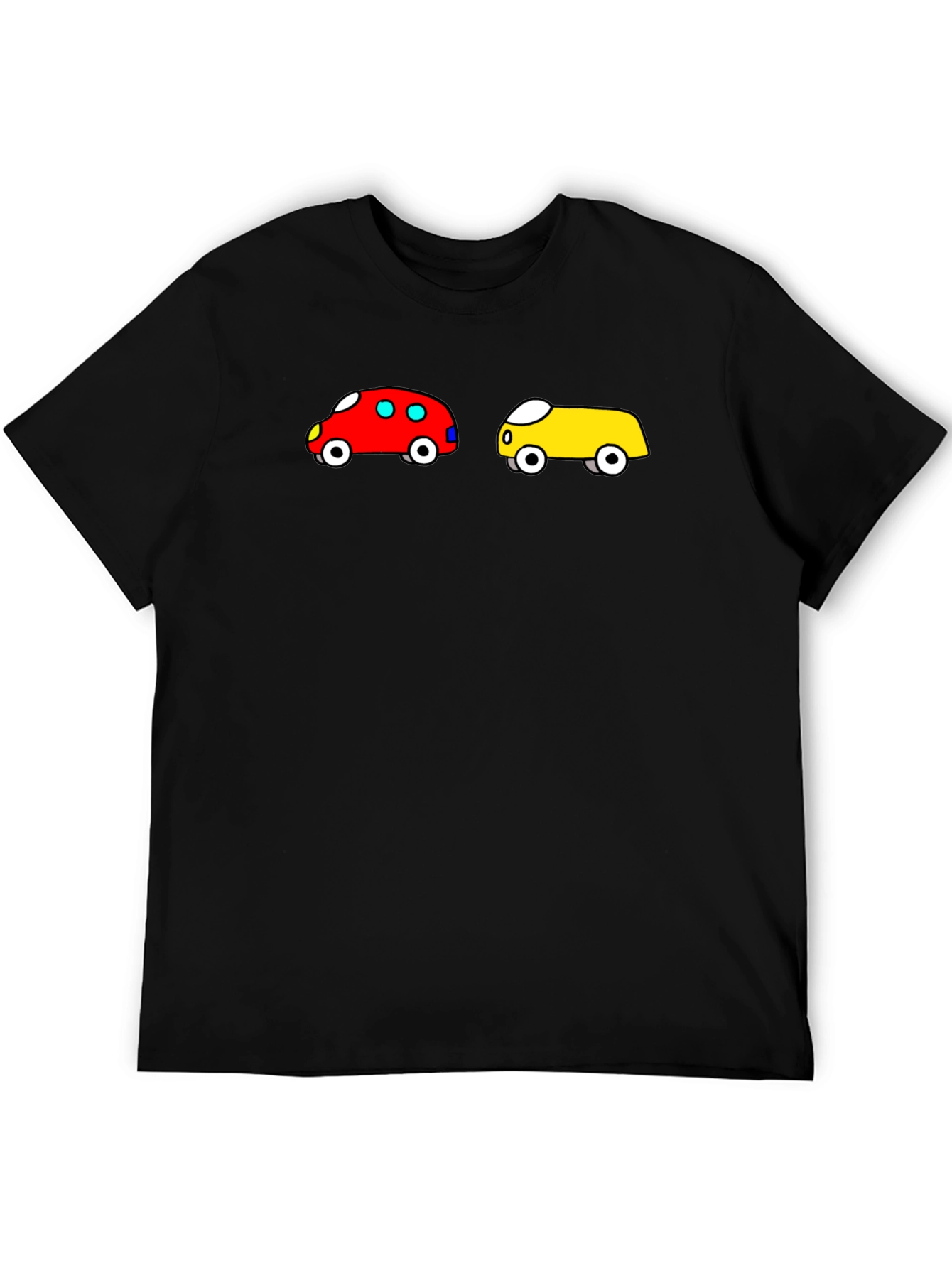 Cartoon Car Graphic Tee - Fun Black T-Shirt