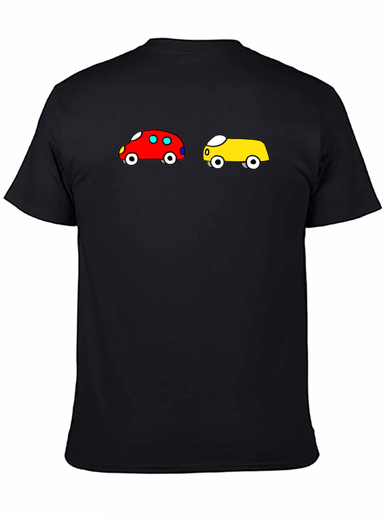 Cartoon Car Graphic Tee - Fun Black T-Shirt