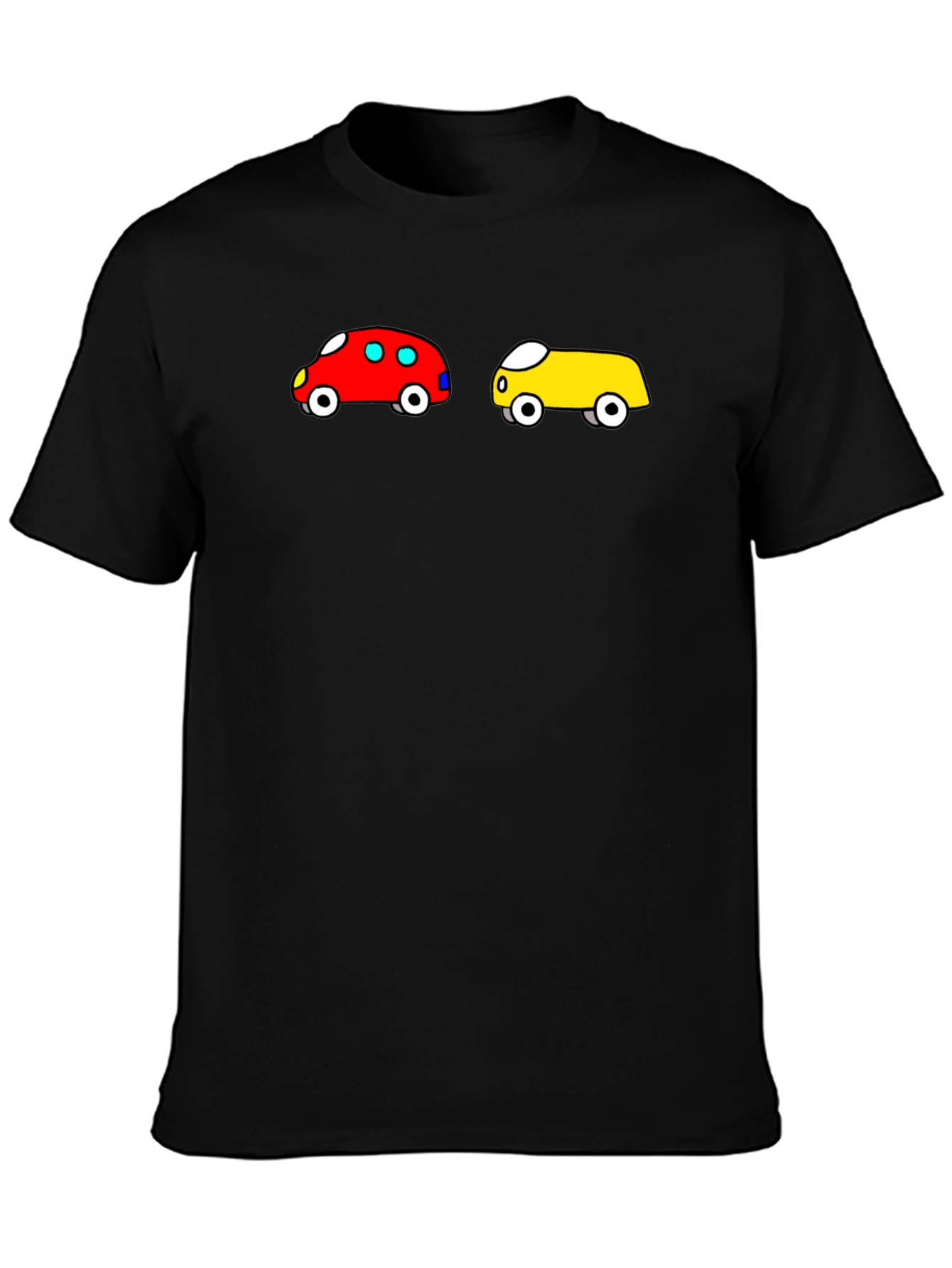 Cartoon Car Graphic Tee - Fun Black T-Shirt