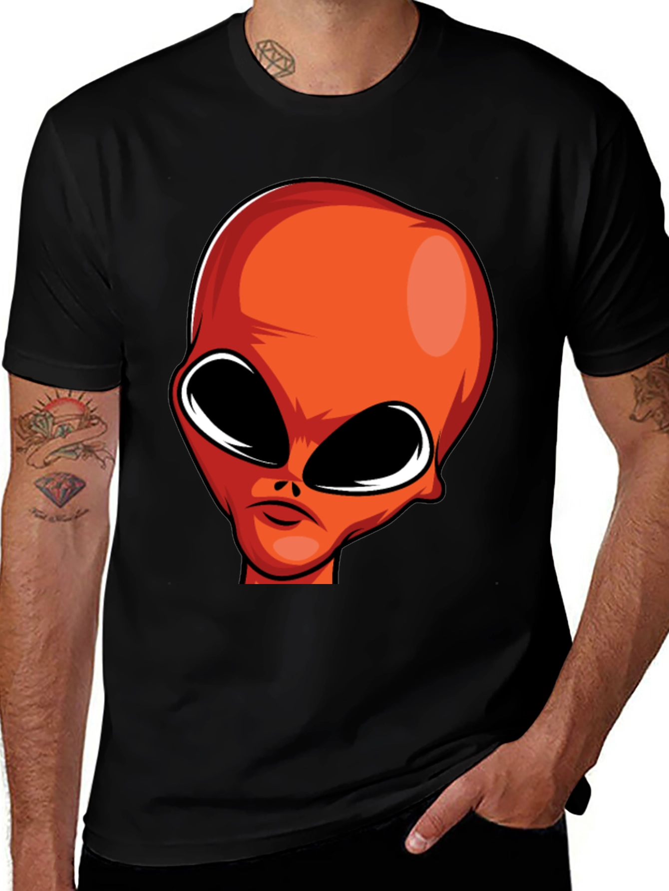 Alien Head Graphic T-Shirt - Black