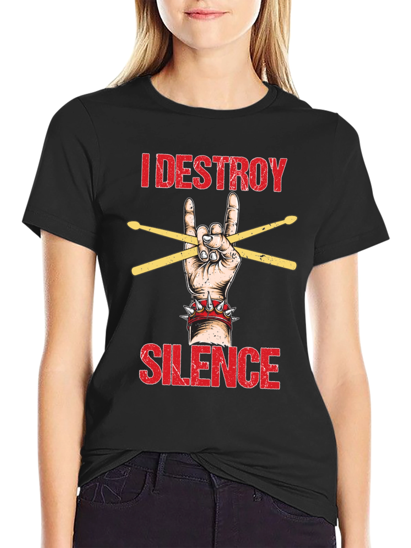 I Destroy Silence T-Shirt - Rock Hand Drummer Tee