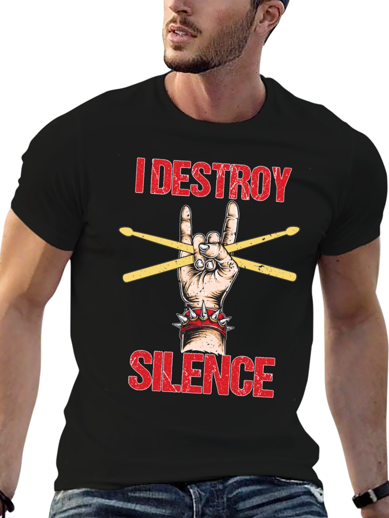I Destroy Silence T-Shirt - Rock Hand Drummer Tee