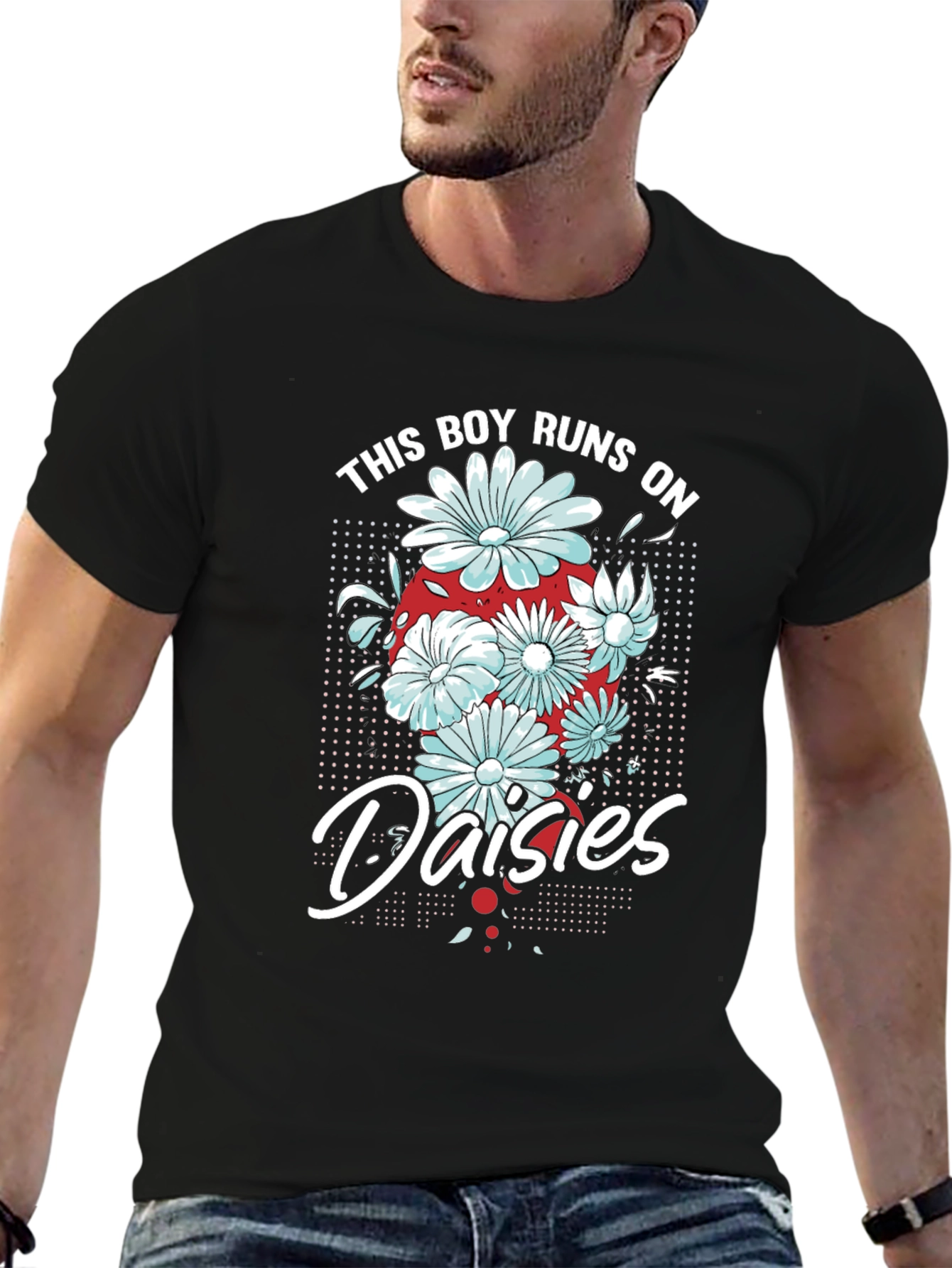 This Boy Runs on Daisies T-Shirt - Black