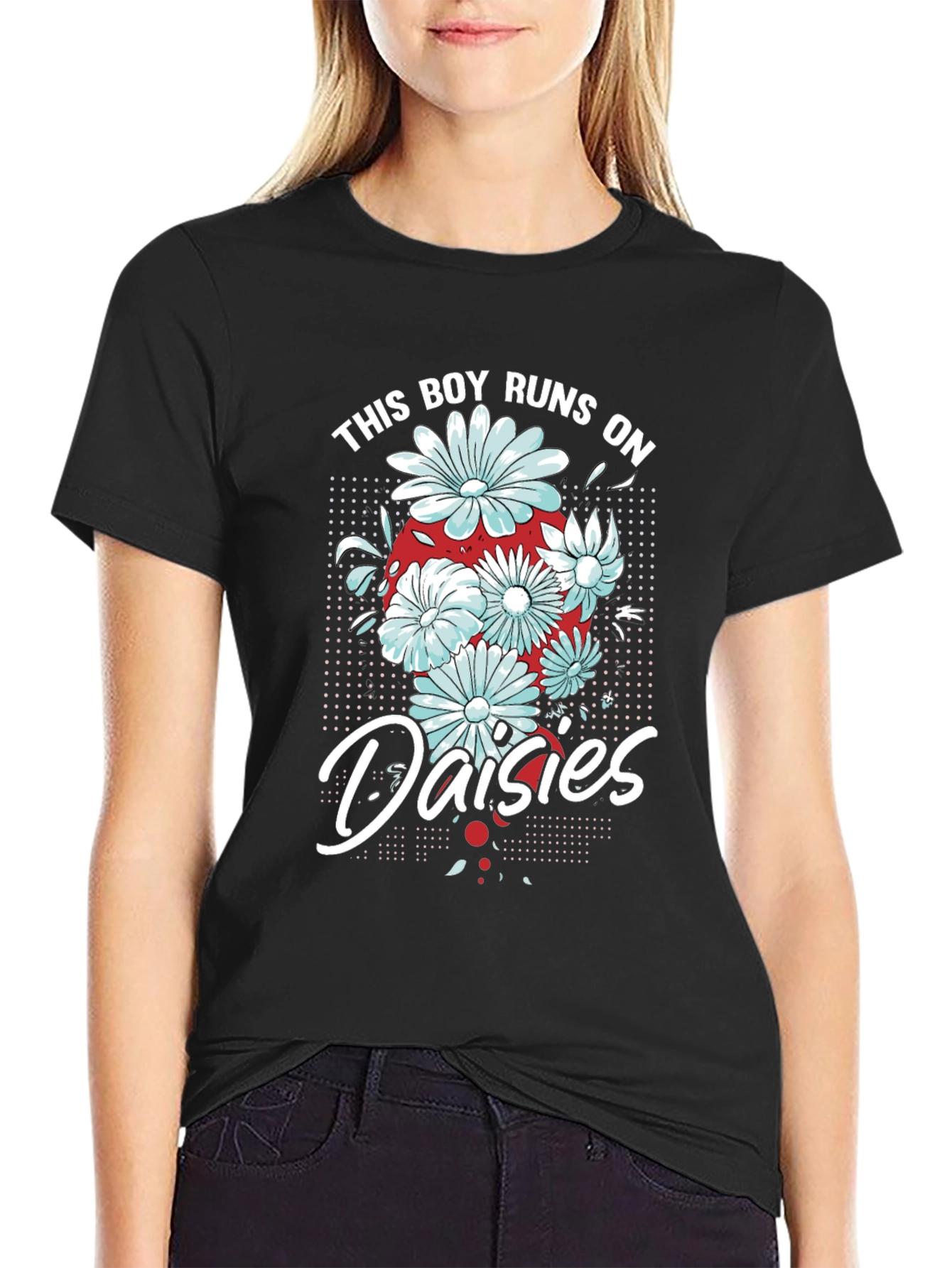 This Boy Runs on Daisies T-Shirt - Black