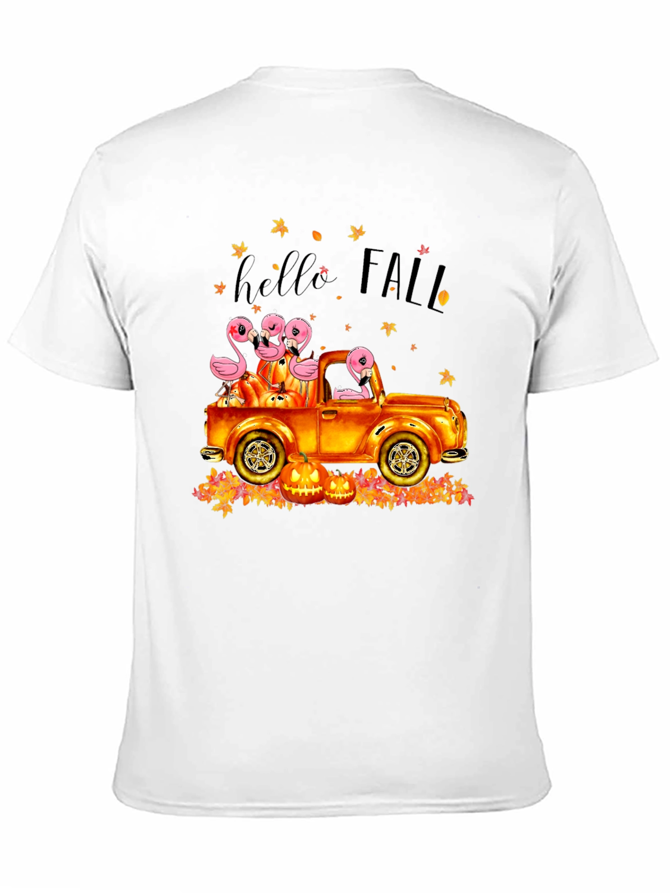 Hello Fall Flamingo Pumpkin Truck T-Shirt