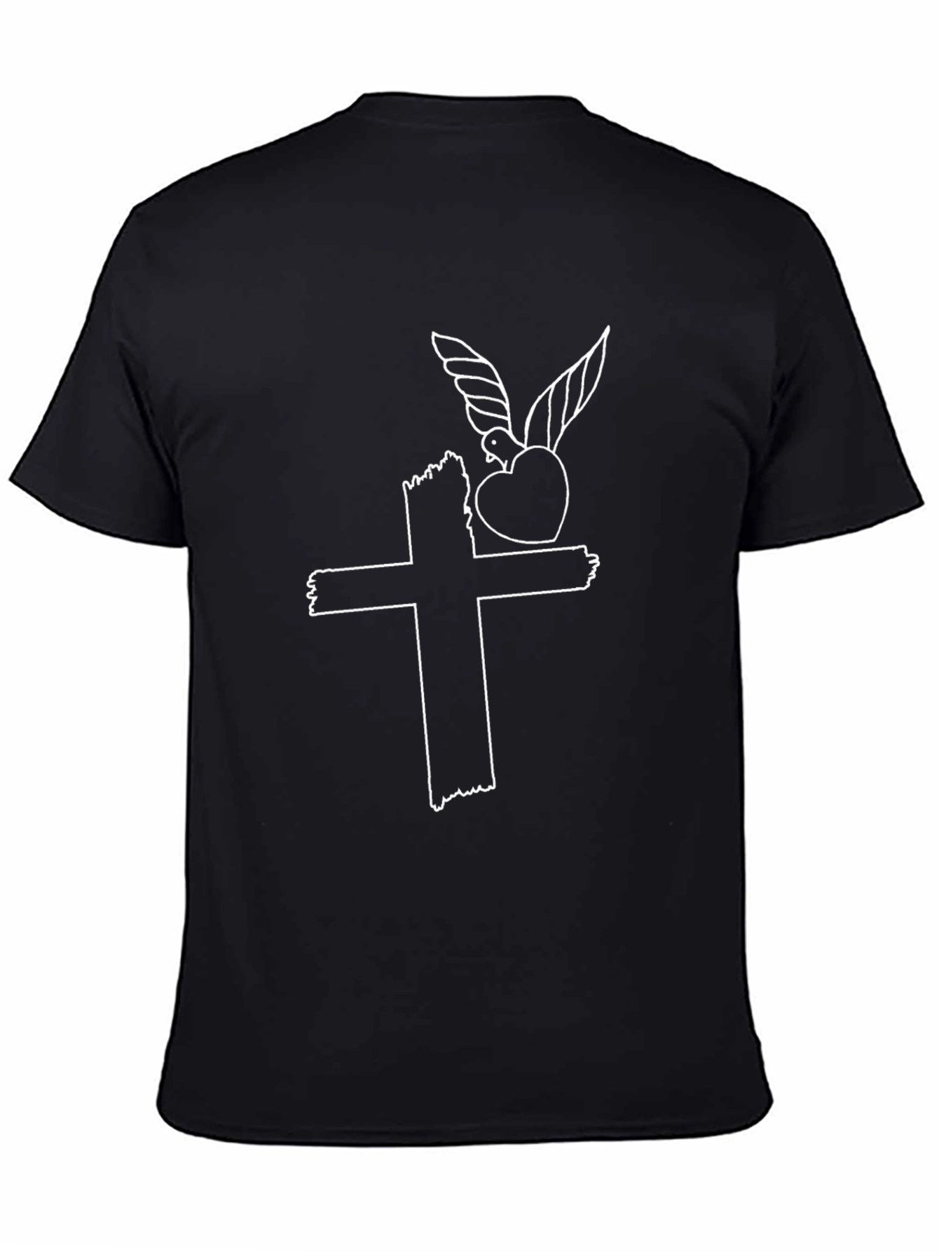 Christian Cross & Dove Graphic Tee - Black