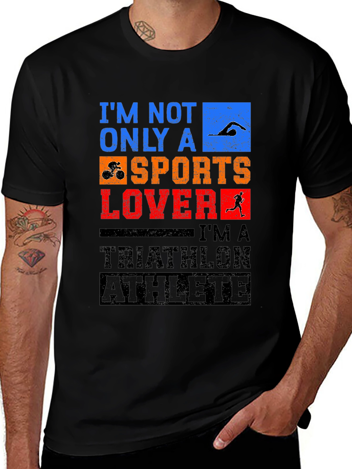 Triathlon Athlete Graphic T-Shirt - Sports Lover Tee