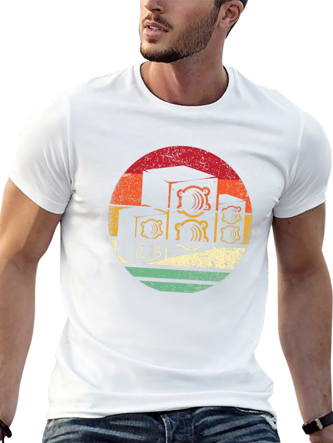 Retro Speaker Stack Black T-Shirt
