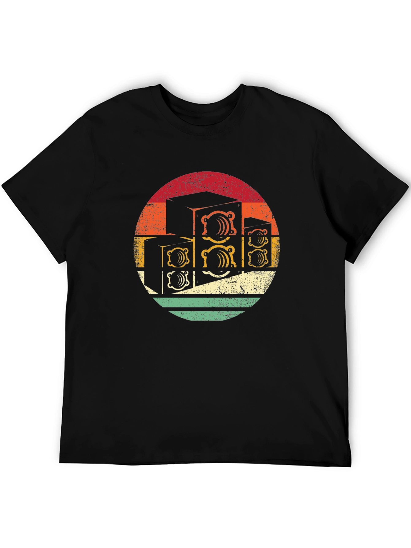 Retro Speaker Stack Black T-Shirt