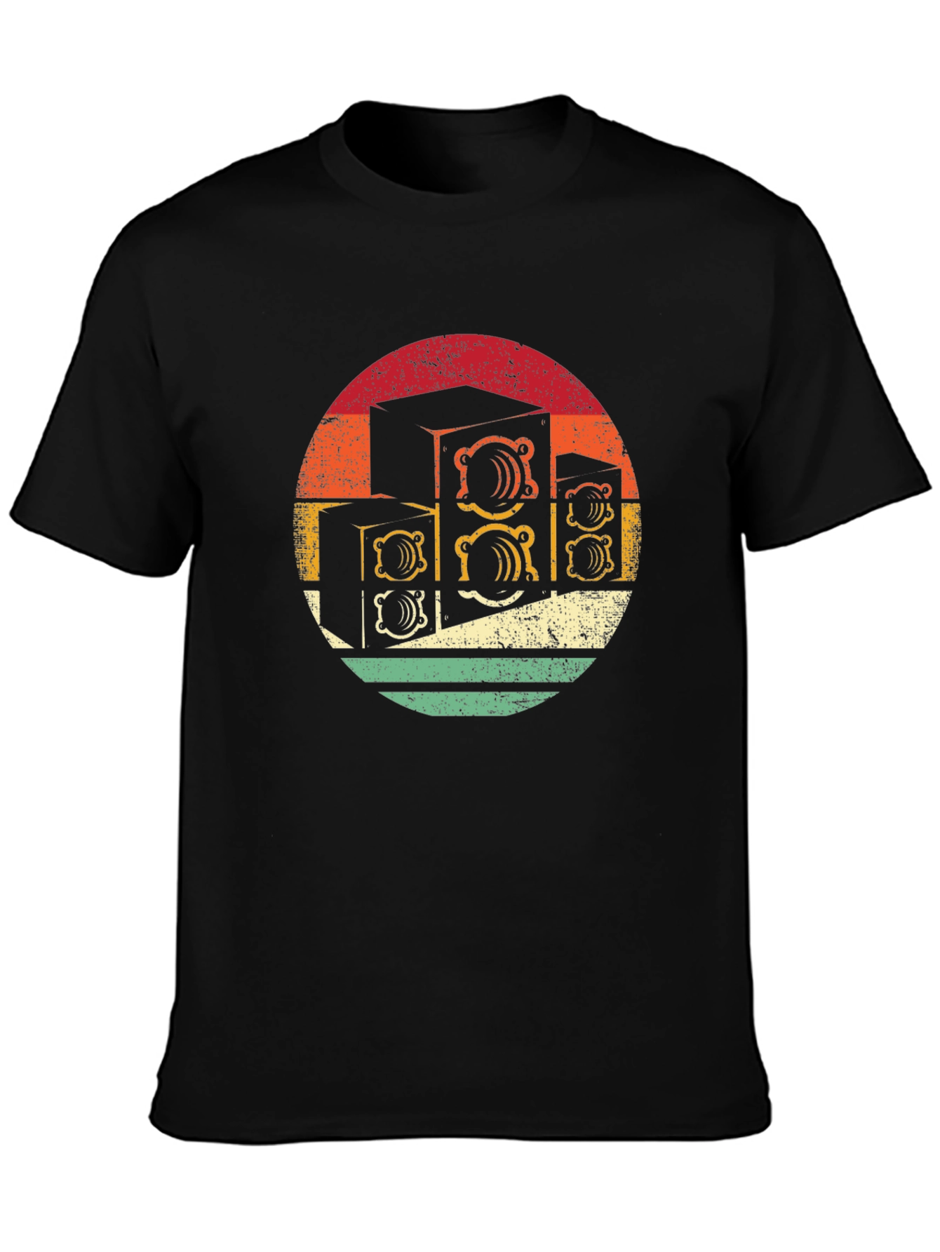 Retro Speaker Stack Black T-Shirt