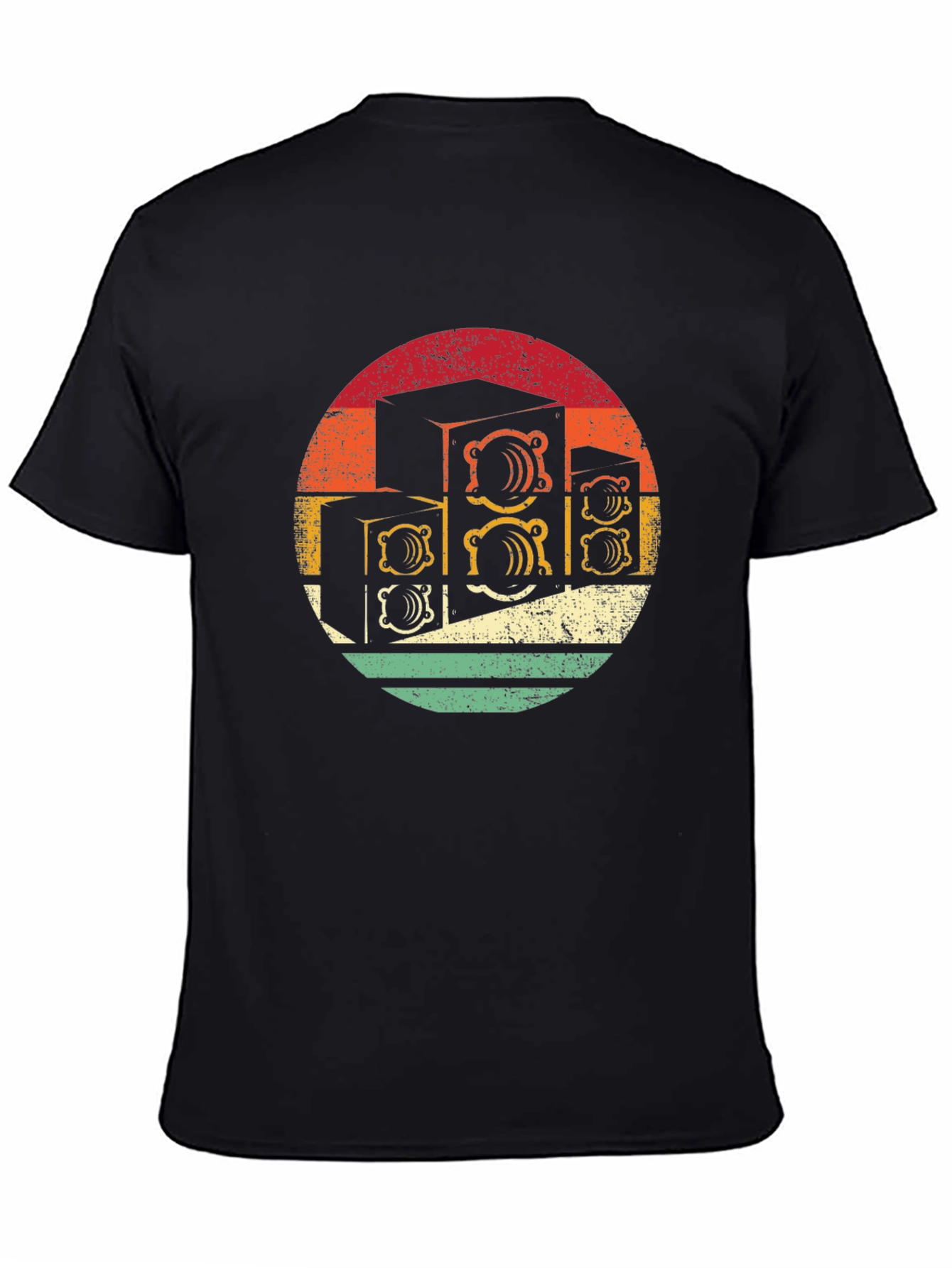 Retro Speaker Stack Black T-Shirt
