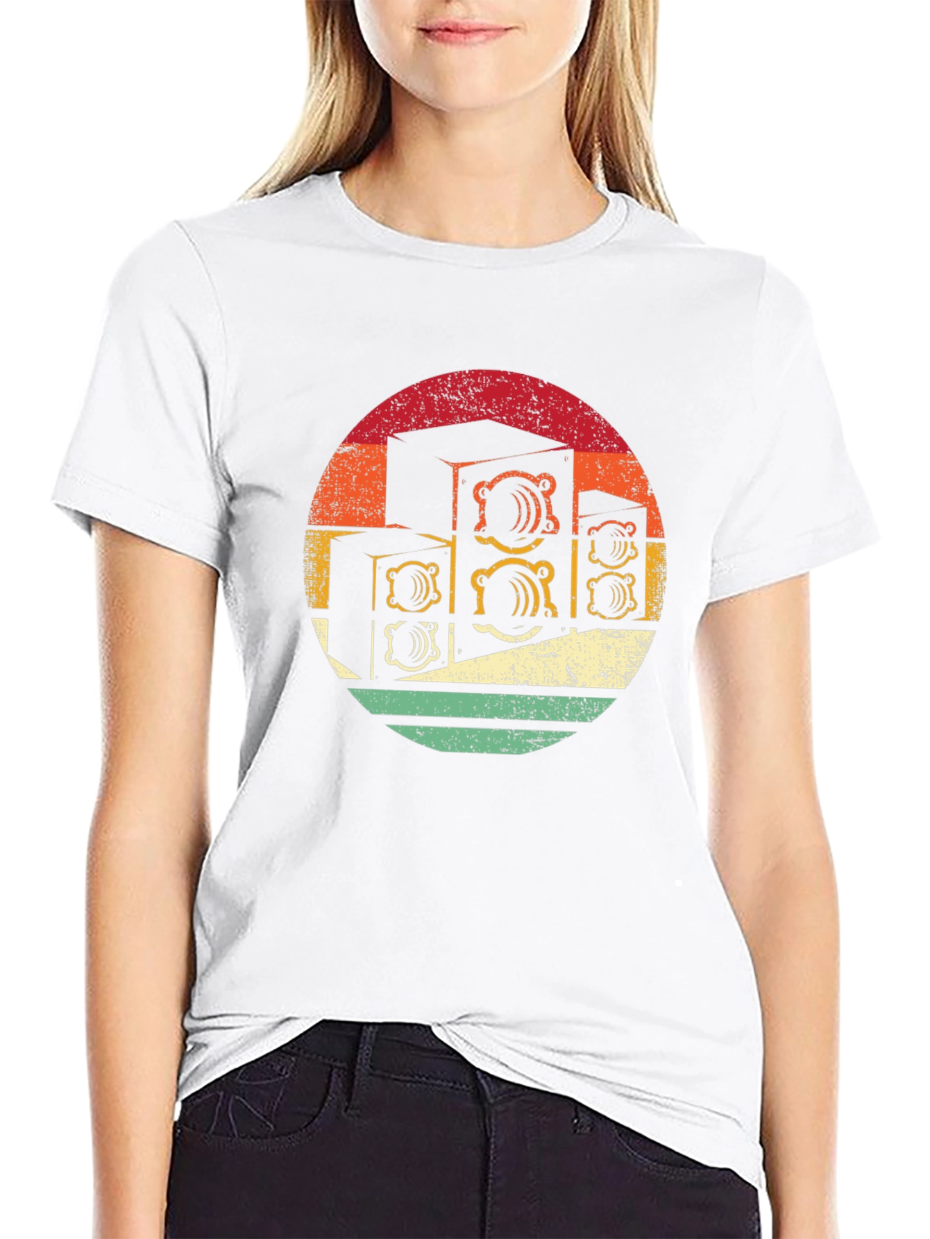 Retro Speaker Stack Black T-Shirt