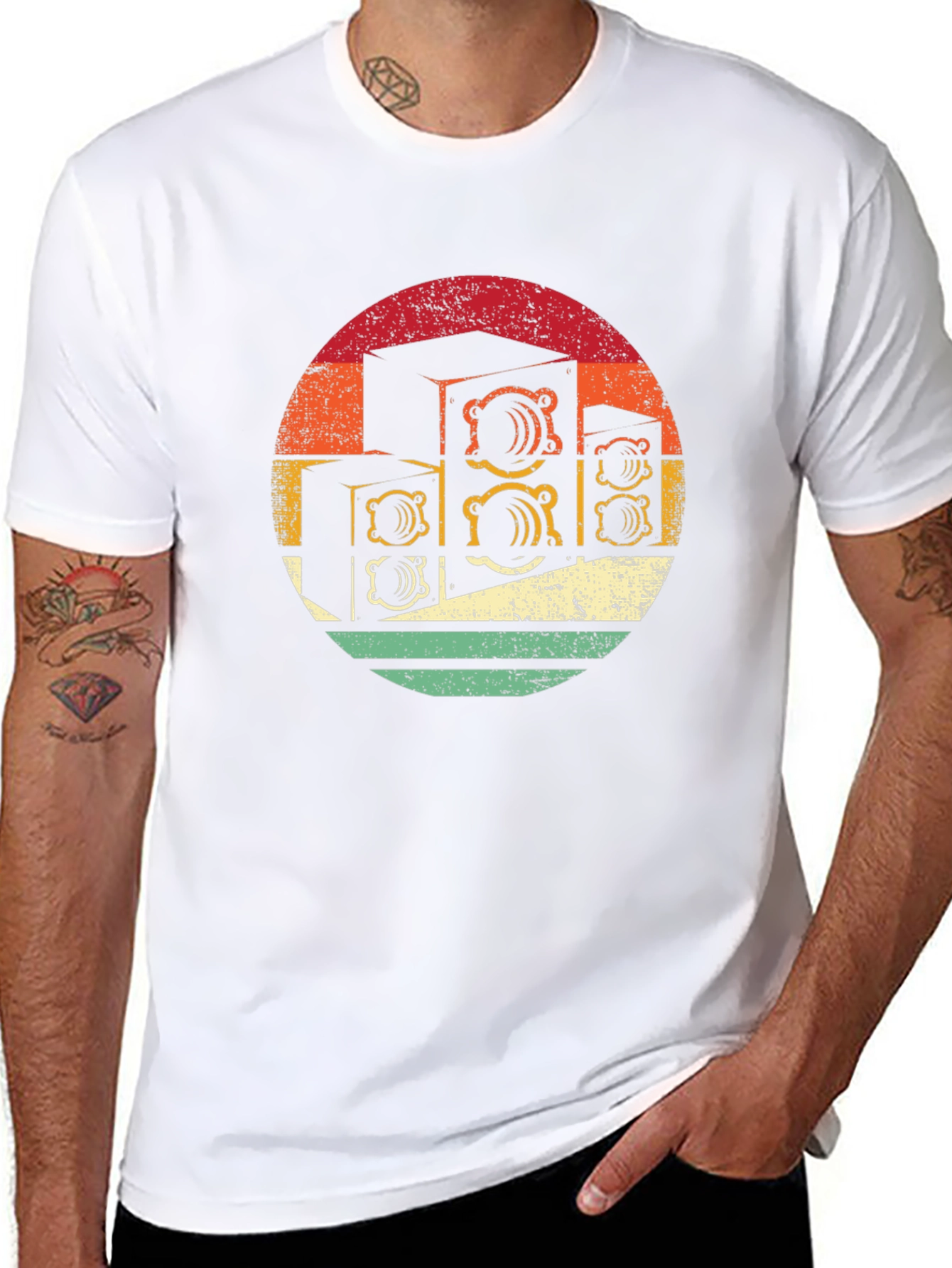 Retro Speaker Stack Black T-Shirt