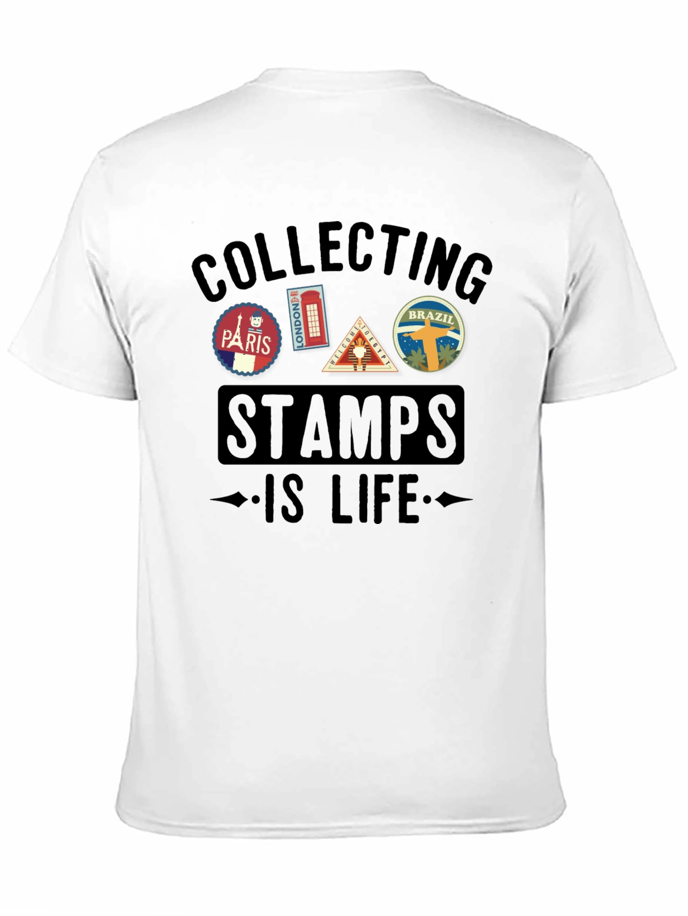 Stamp Collecting Is Life Graphic Tee - Black
