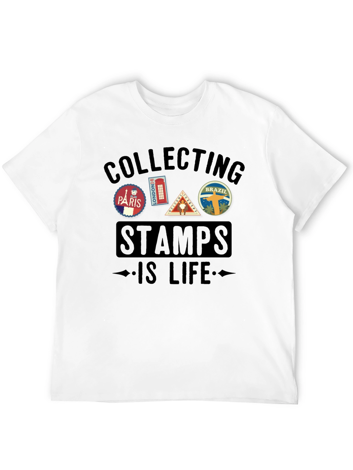 Stamp Collecting Is Life Graphic Tee - Black