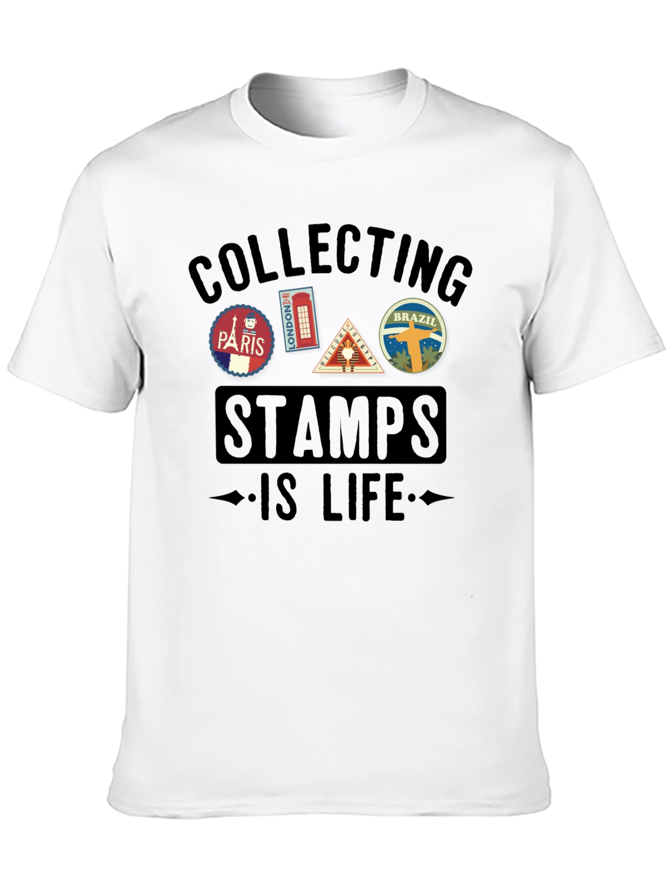 Stamp Collecting Is Life Graphic Tee - Black
